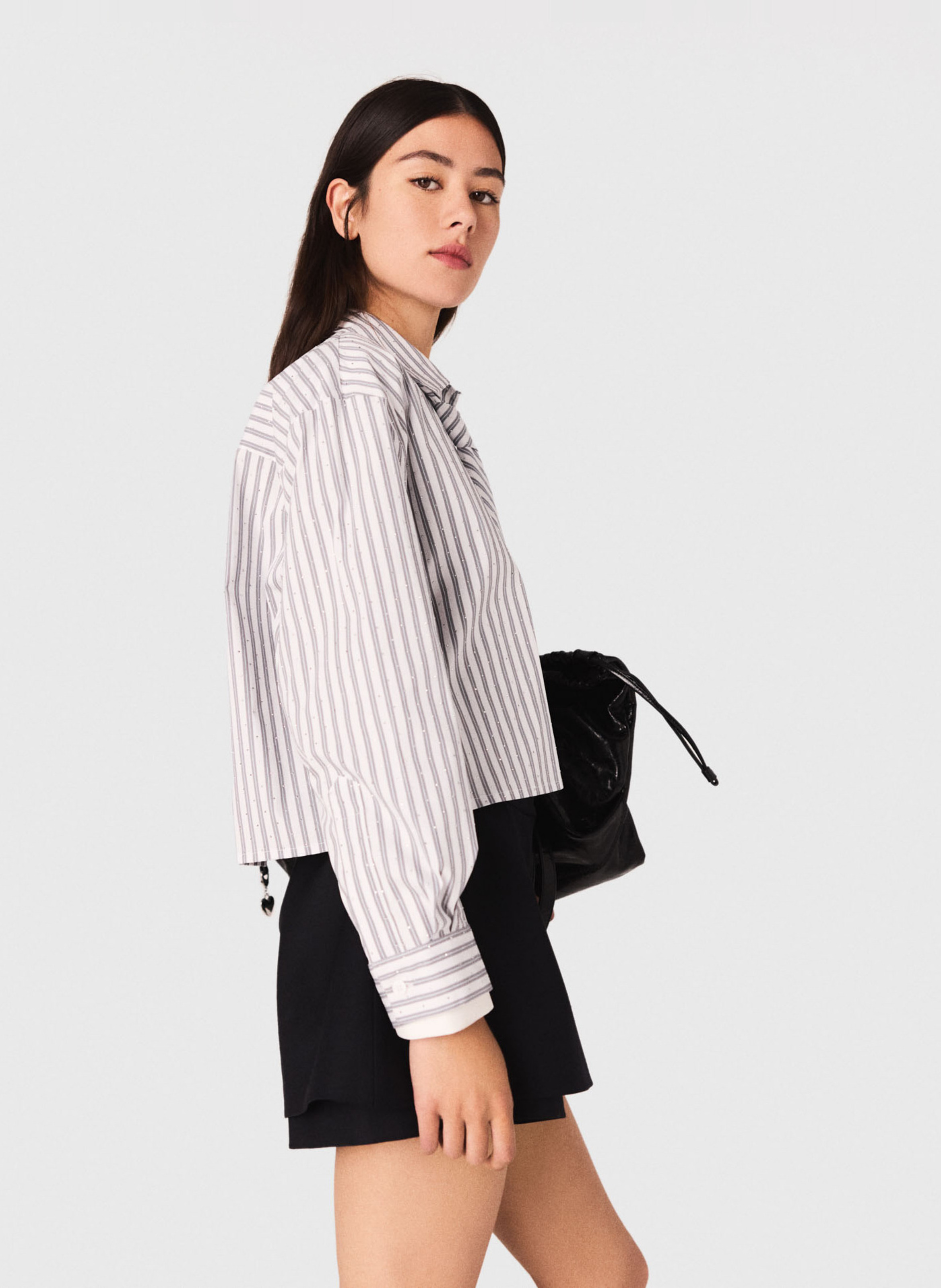 Chemise col classique en coton mélangé MAJE Beige