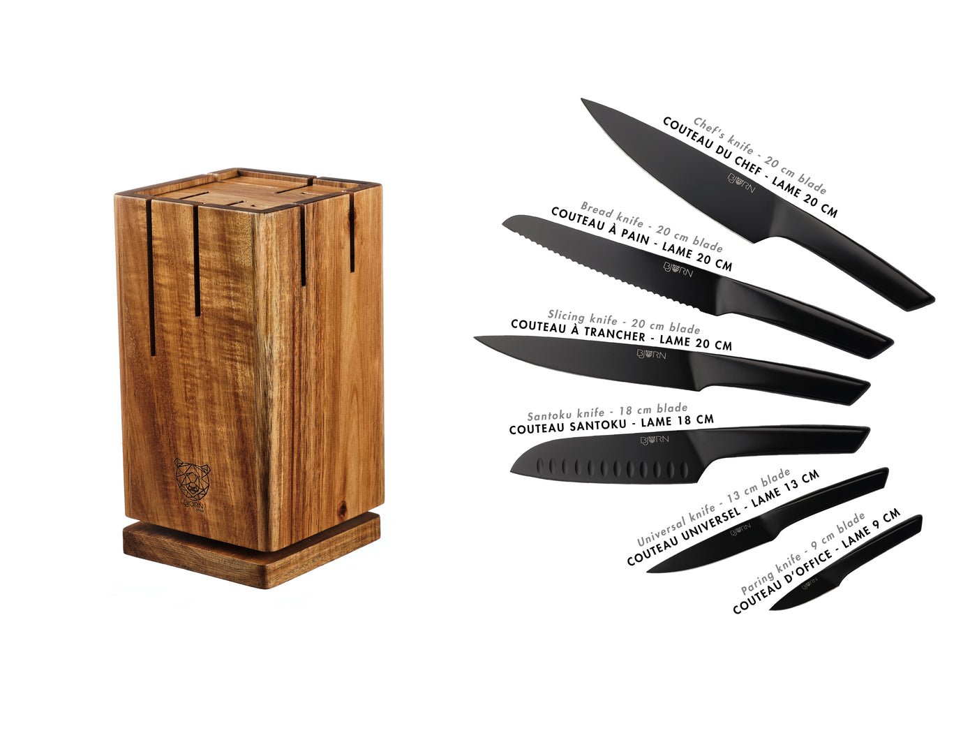 Jensen Skagen Kitchen Knife Set - 7 pieces BJORN Black