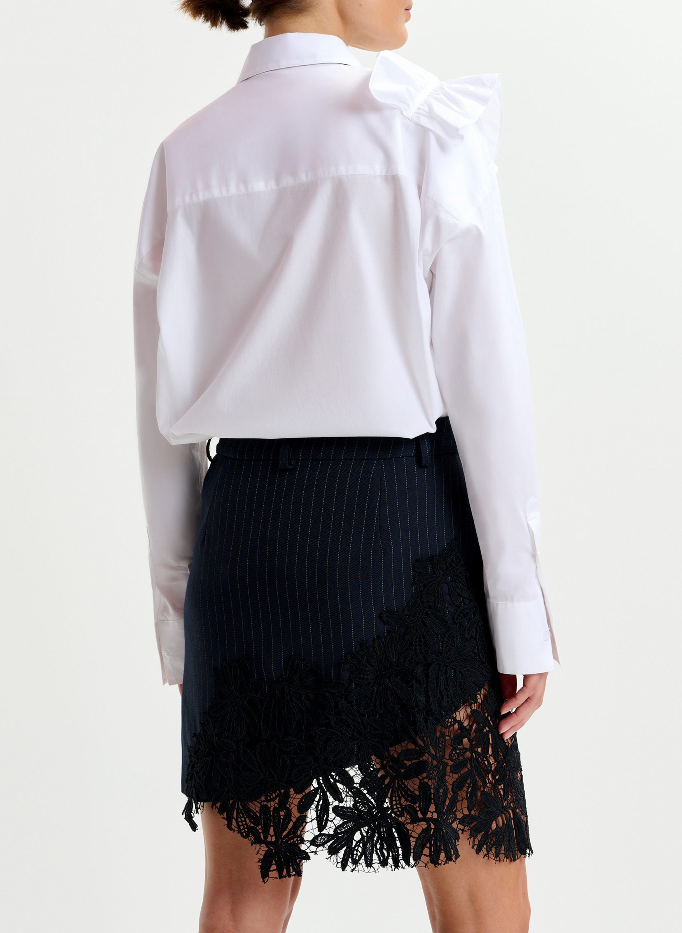 Jupe courte rayée avec dentelle ESSENTIEL ANTWERP Bleu