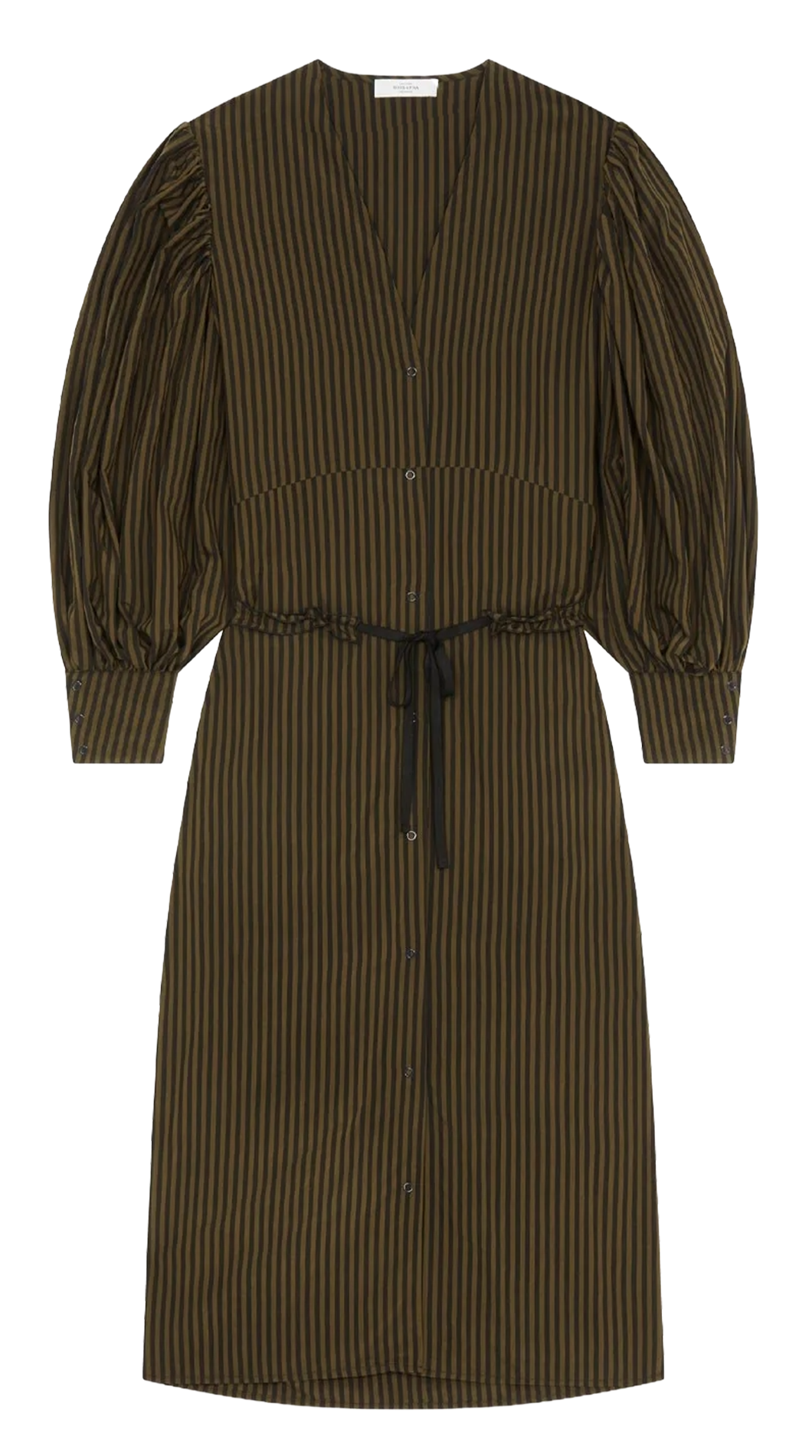 Robe midi col v à rayures ROSEANNA Vert