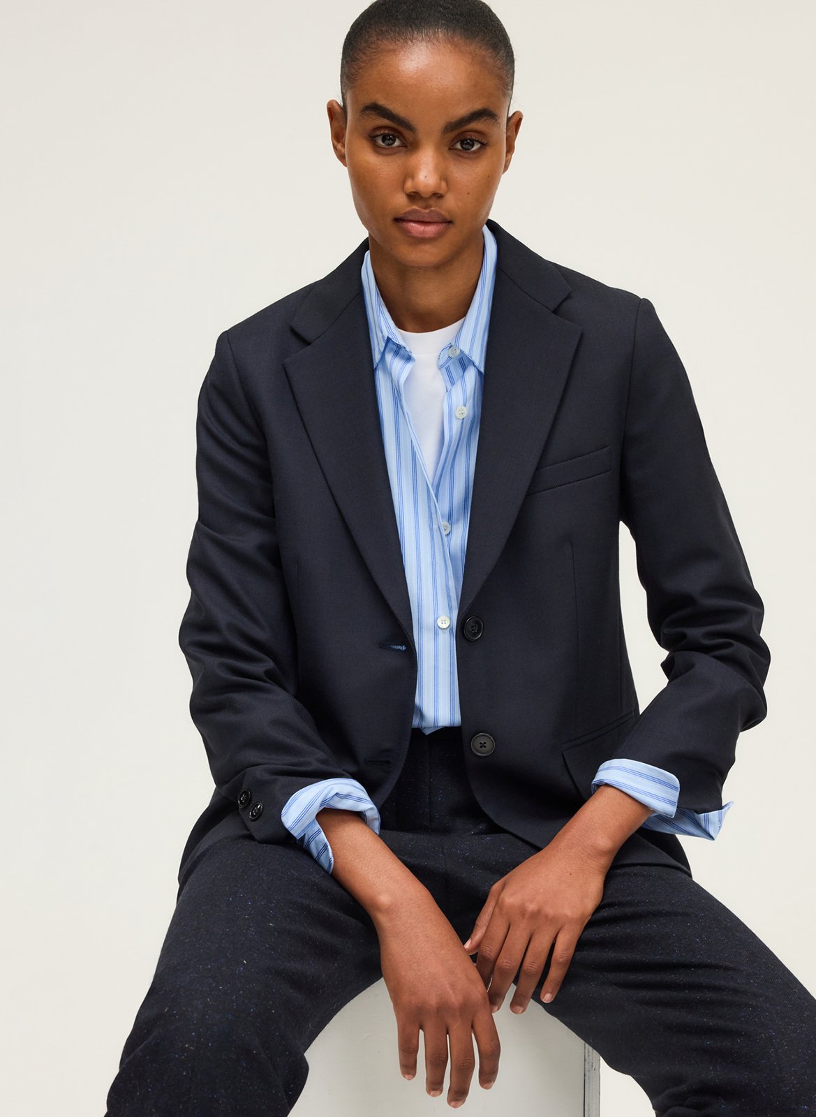 Straight wool-blend blazer PABLO Blue