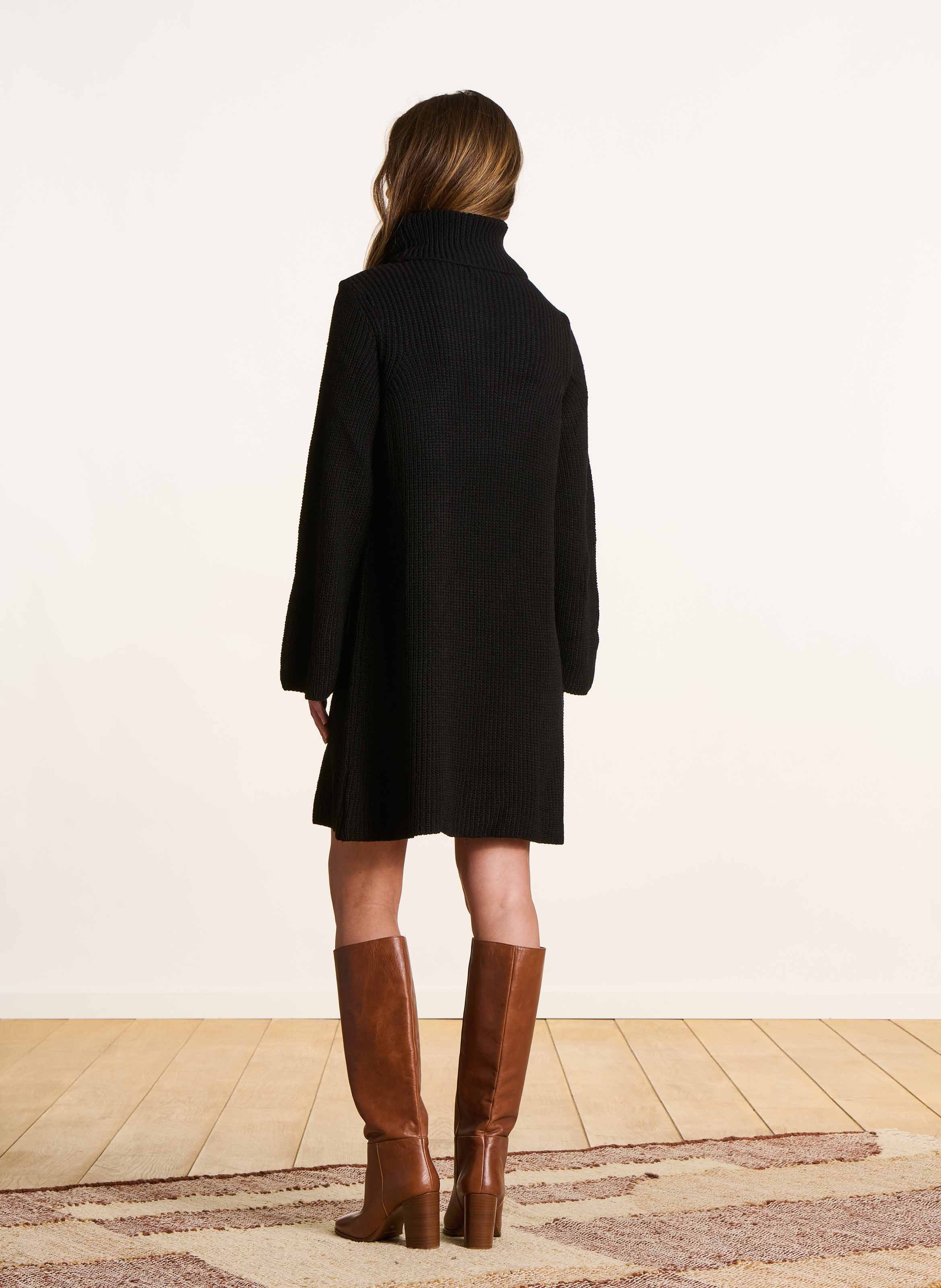 Short dress in beaded ribbed knit LA FEE MARABOUTEE Black