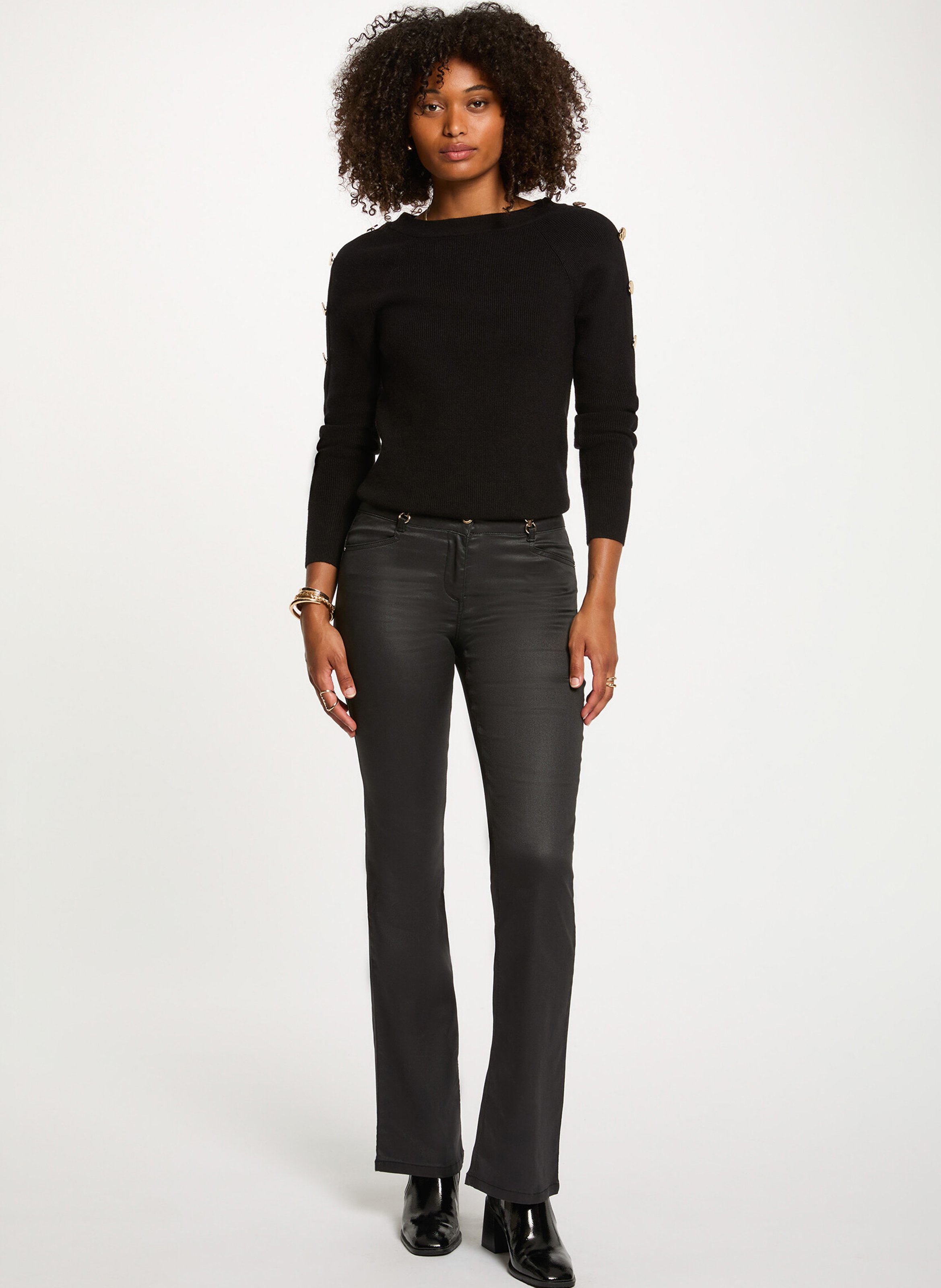 Rechte bootnek trui MORGAN Zwart