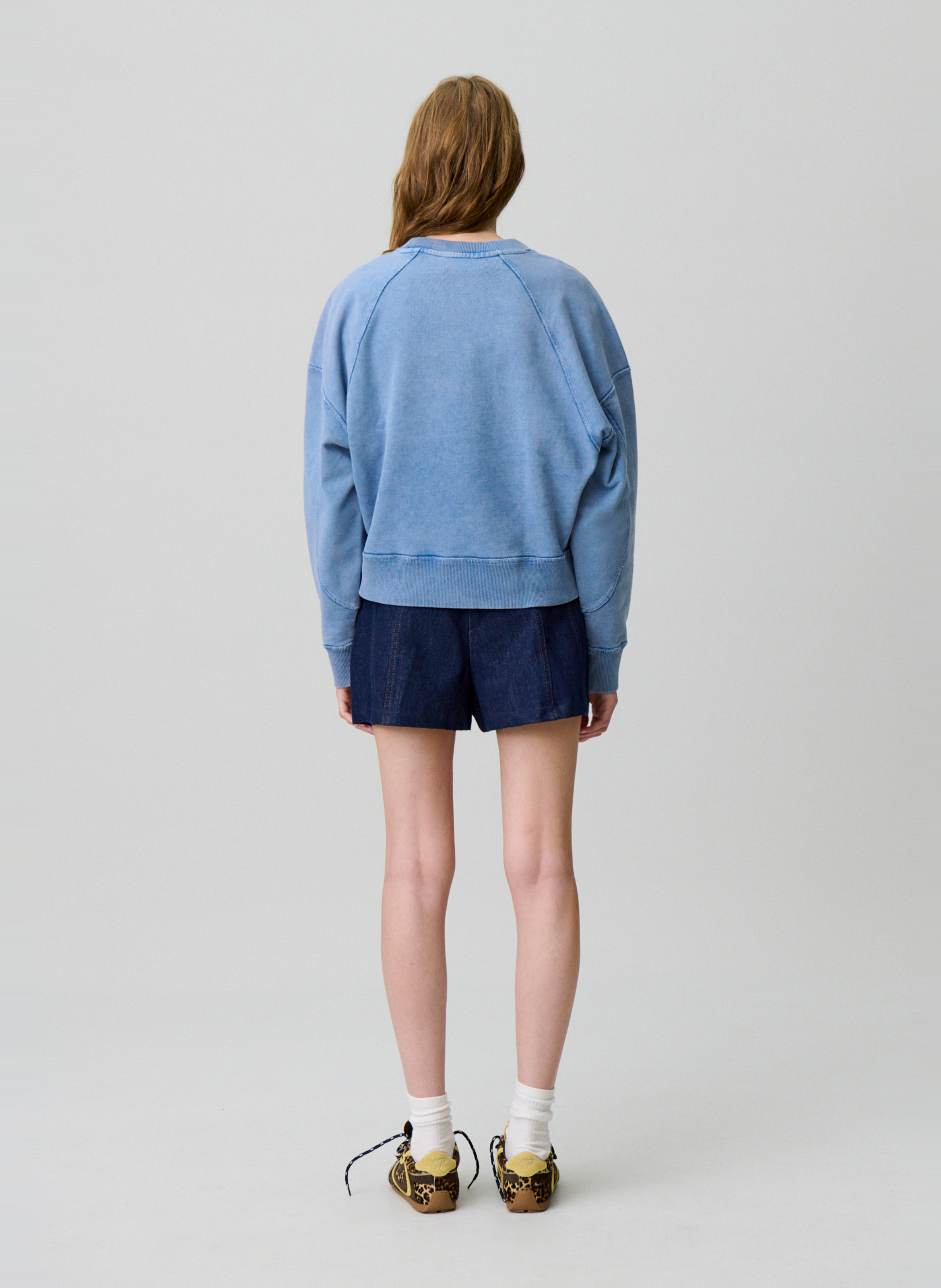 Oversized washed-out printed sweatshirt CLAUDIE PIERLOT Blue