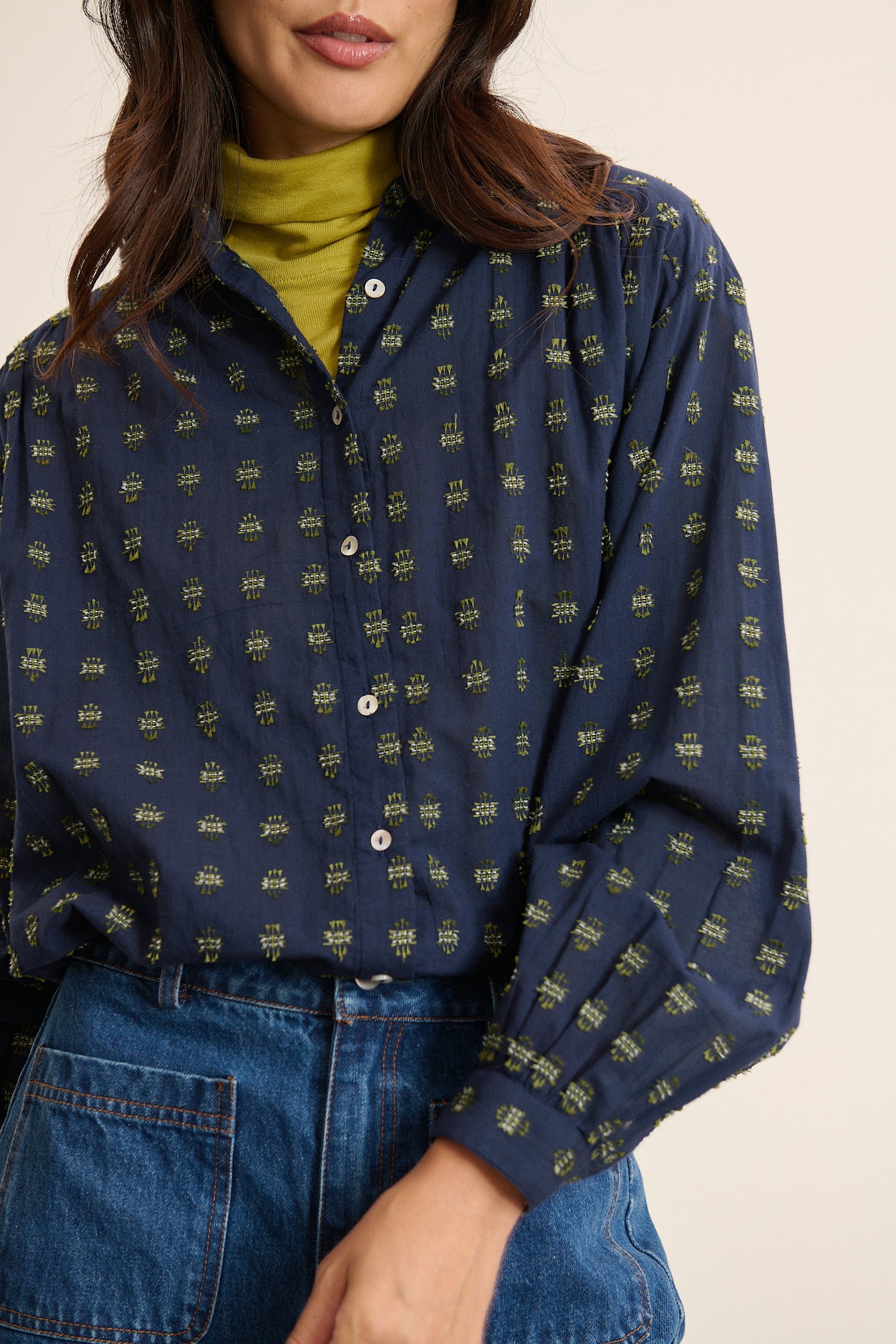 Checked long-sleeved shirt GARANCE PARIS Blue