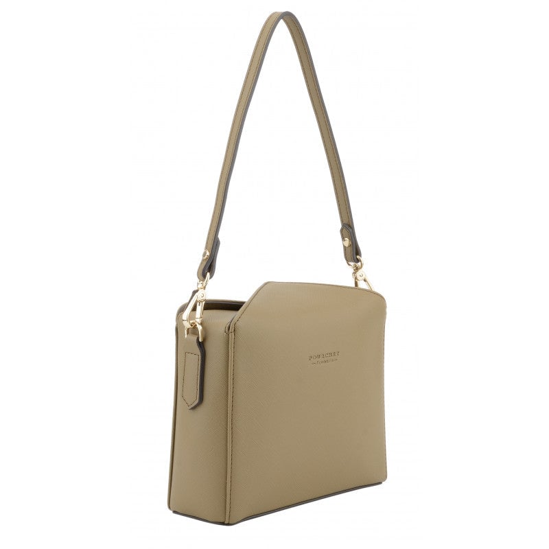 Shoulder bag - coated grain POURCHET Brown