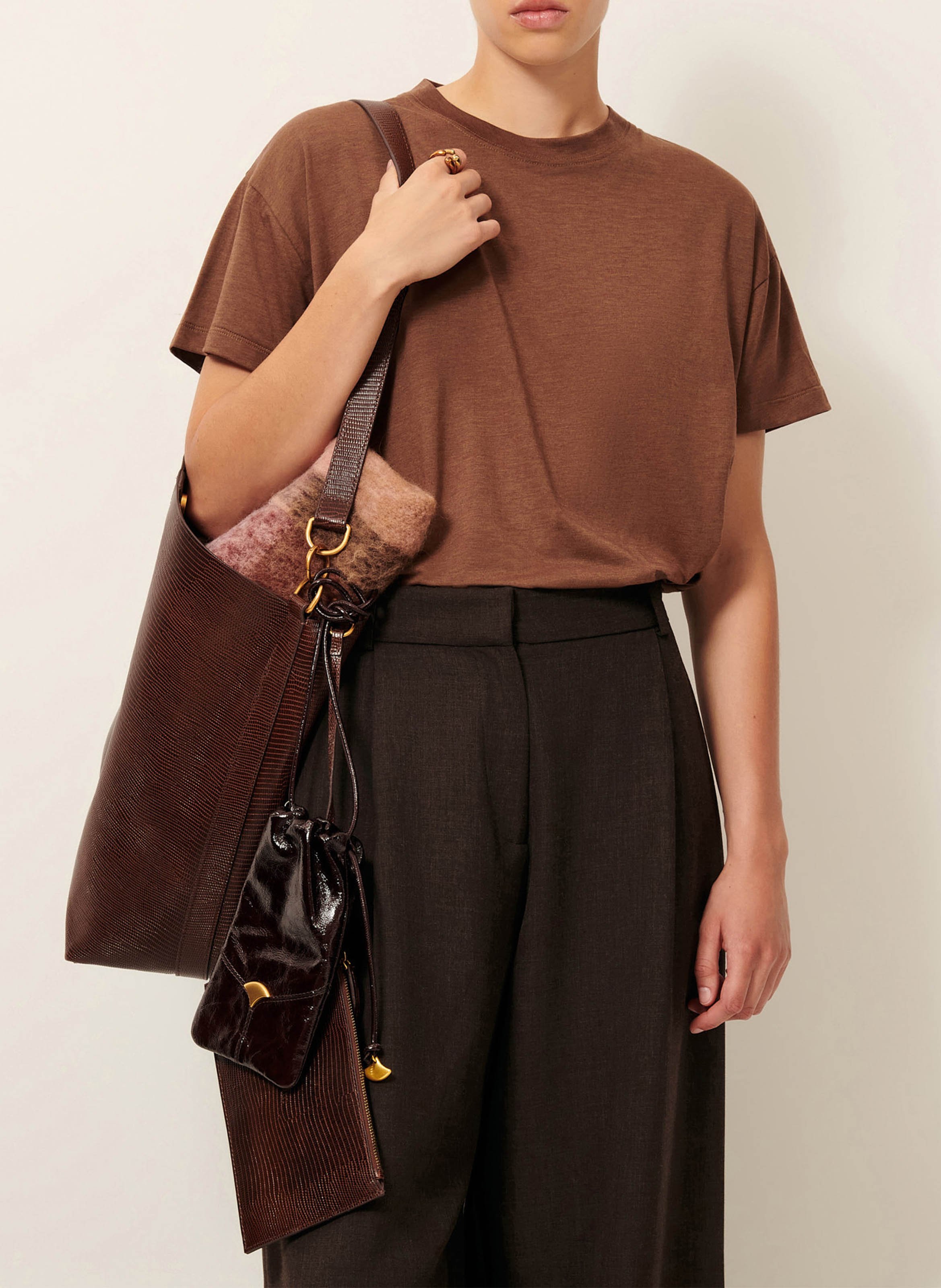 Round-neck oversized T-shirt SESSUN Brown
