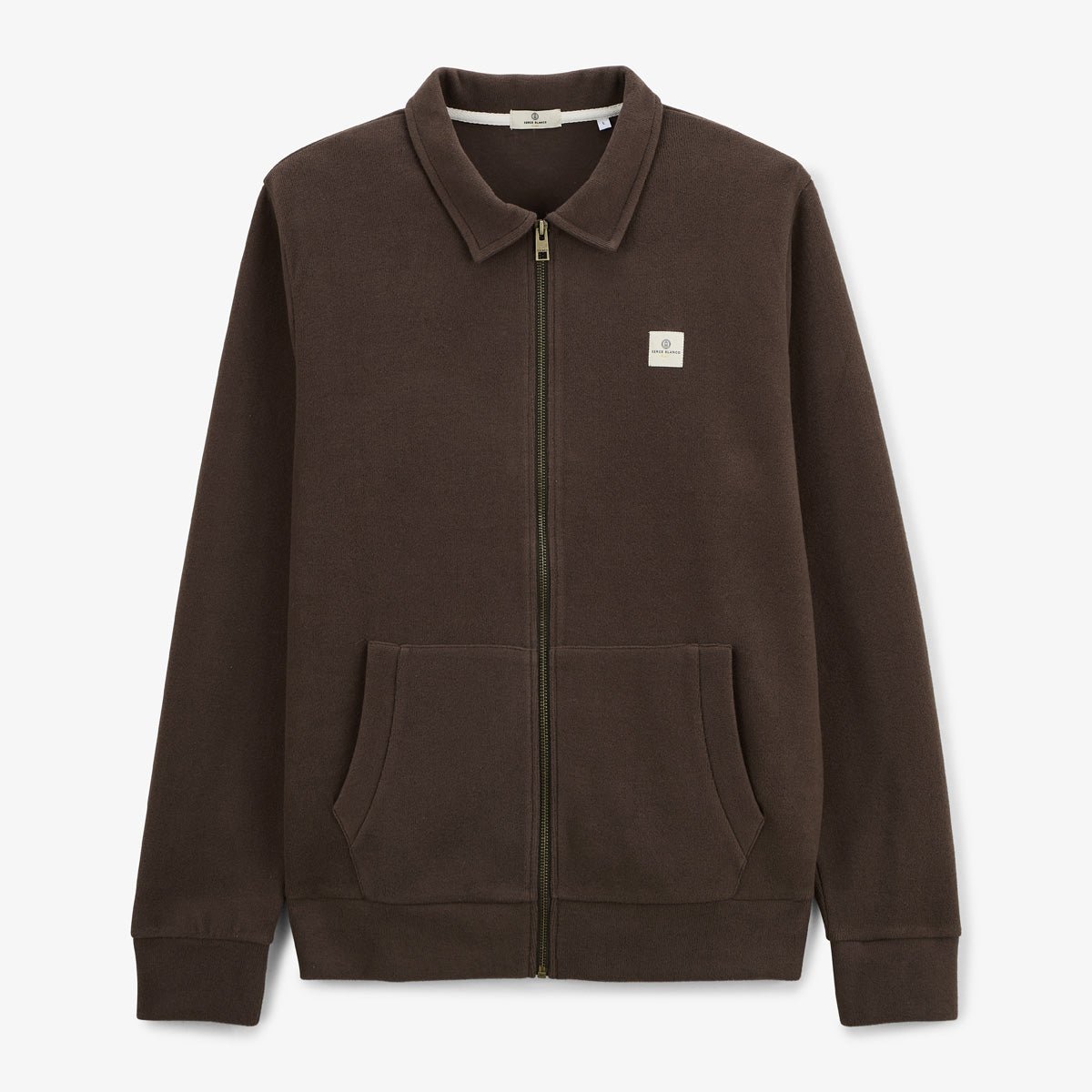 Zip-up sweatshirt with polo collar SERGE BLANCO Brown