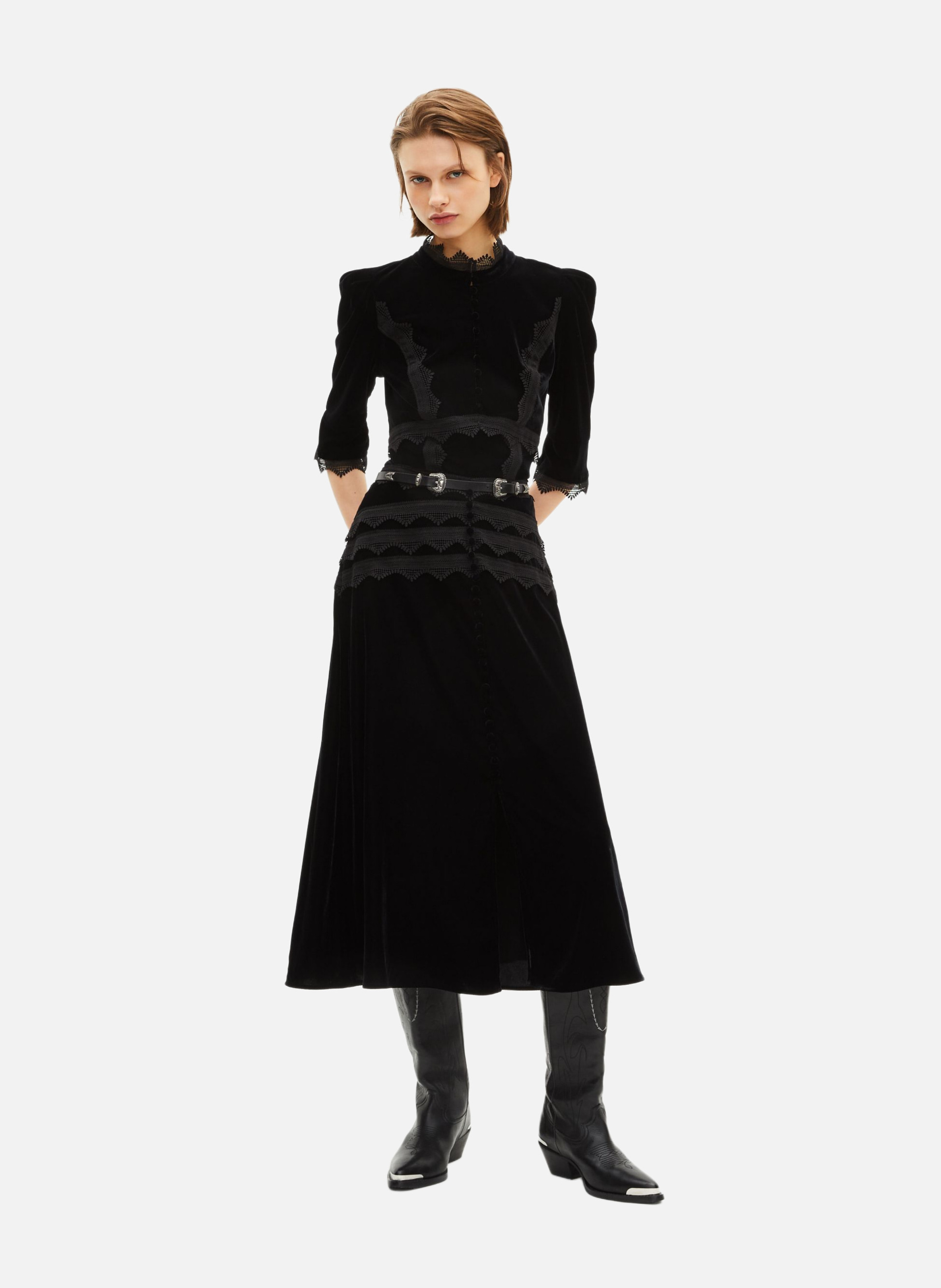 Long velvet skirt THE KOOPLES Black