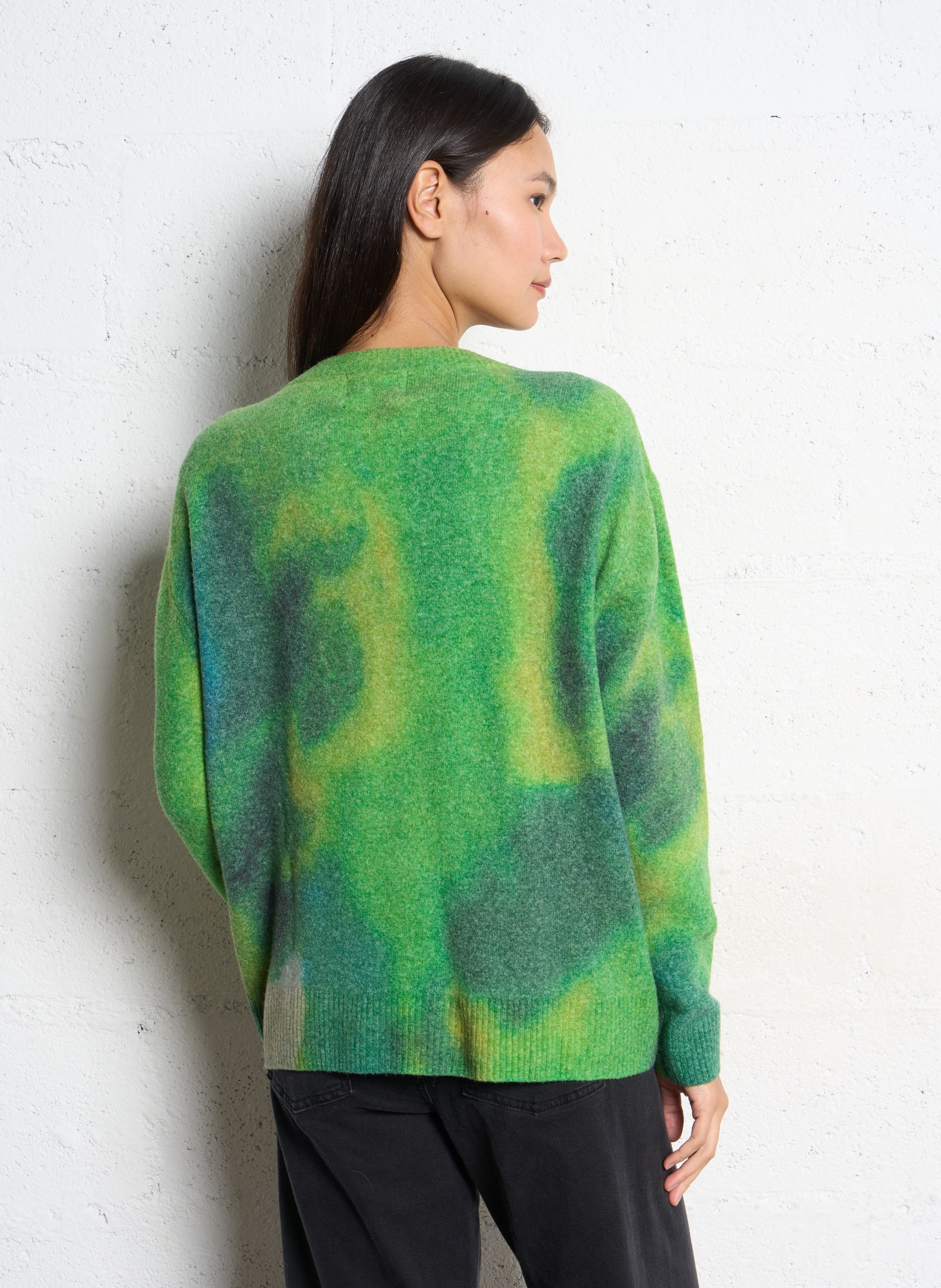 Cardigan van wolmix met V-hals LEON & HARPER Groen