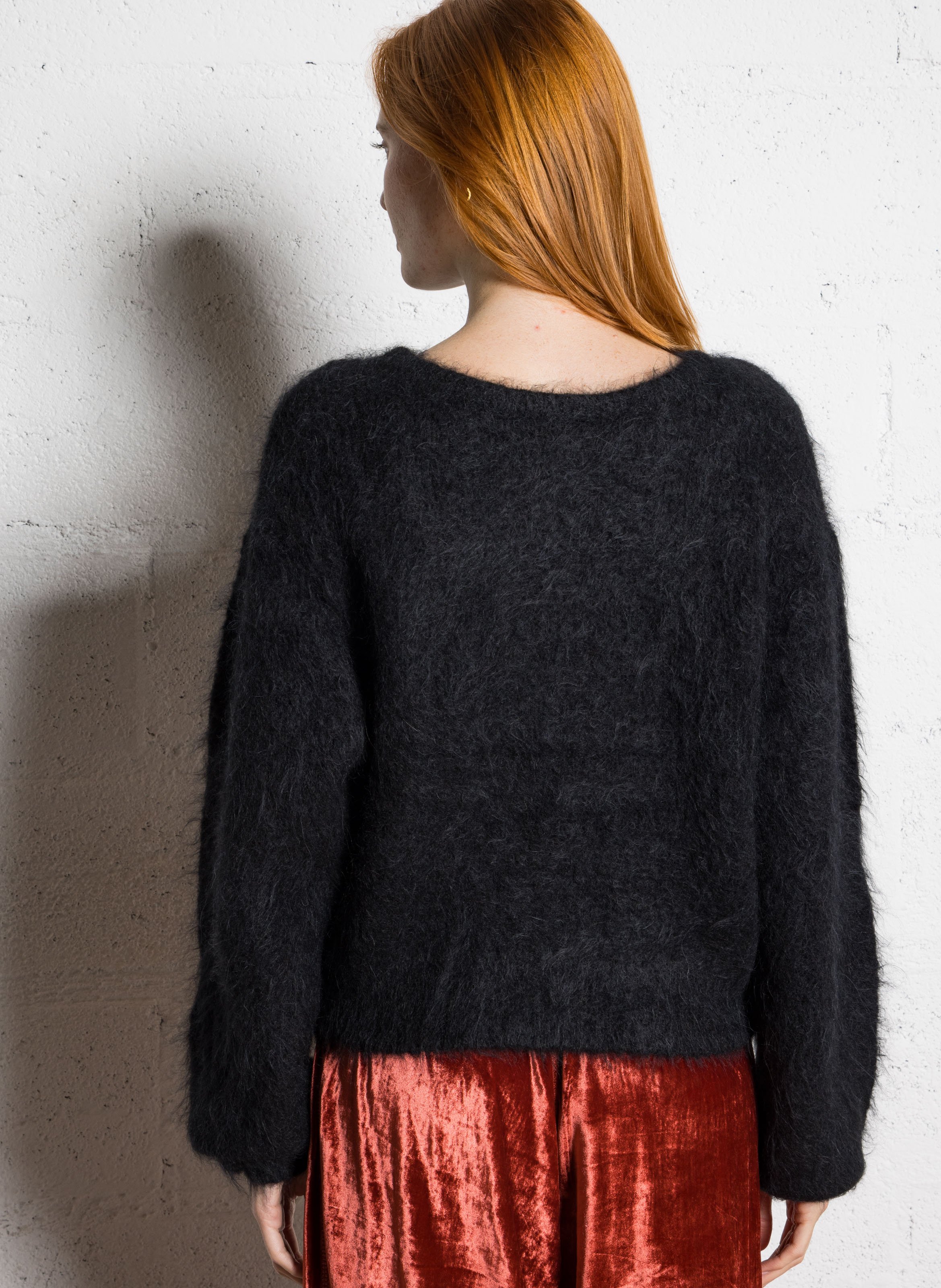 Pull oversize col rond en laine mélangée AMERICAN VINTAGE Noir