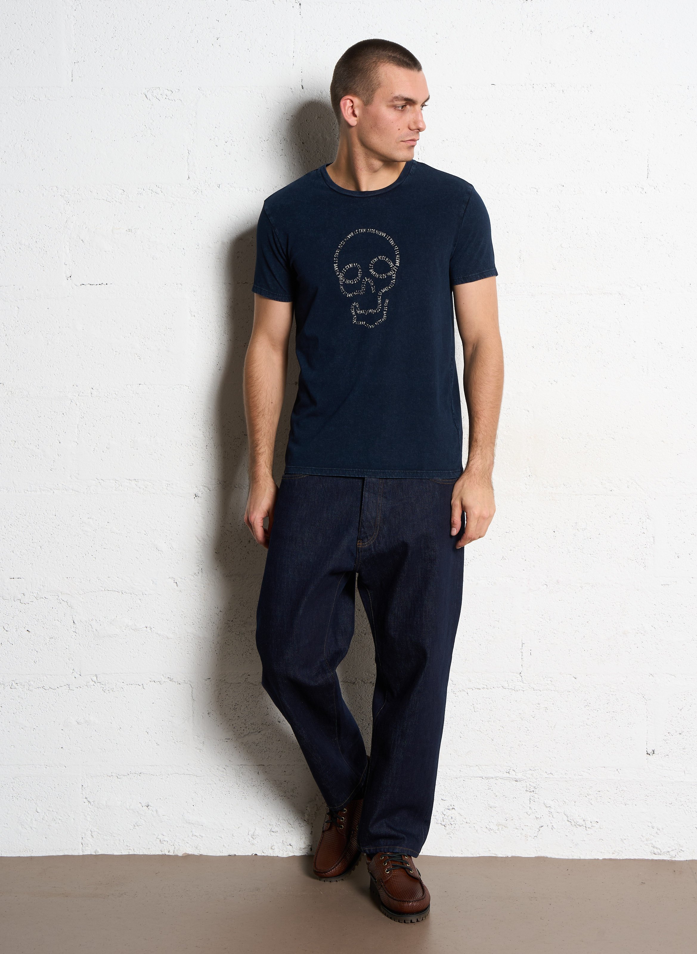 Jean large en denim brut IKKS Bleu