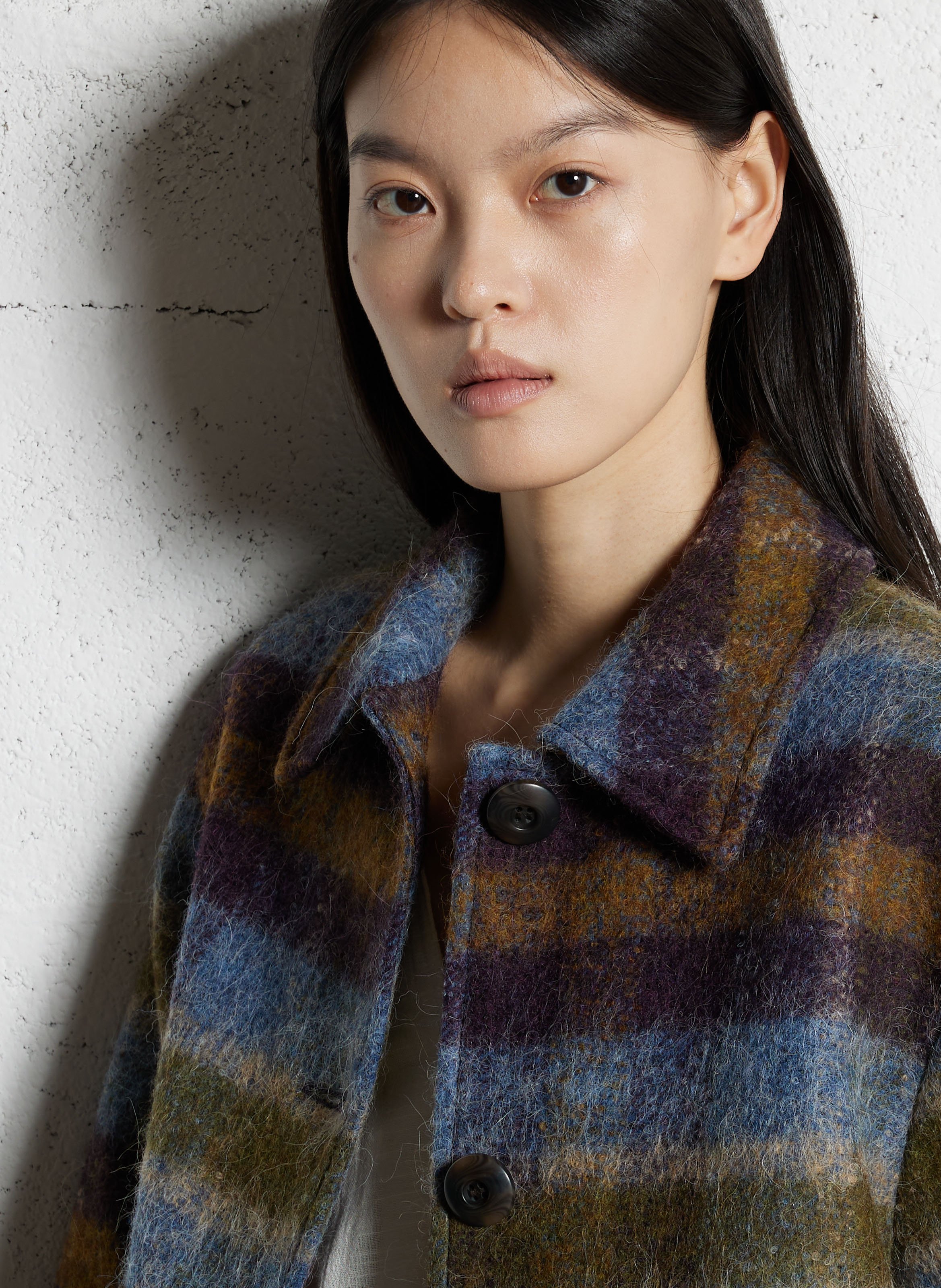 Oversized jas met klassieke ruitkraag MAISON 123 Kaki