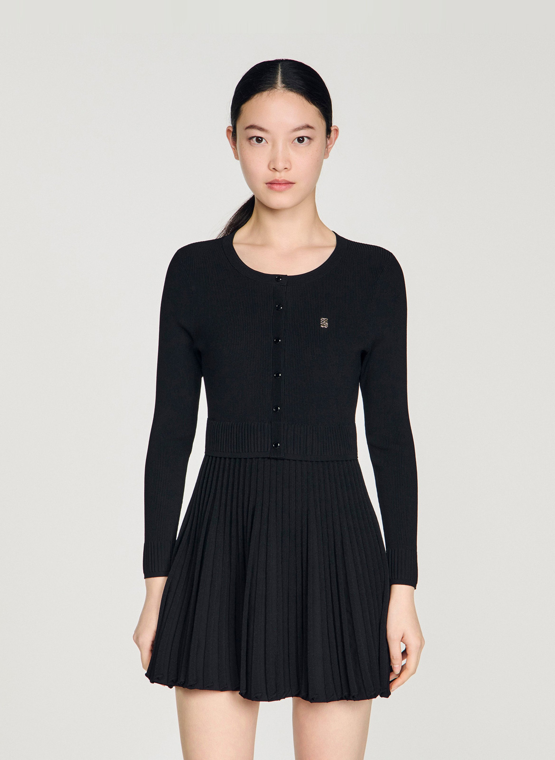 Korte jurk met ronde hals SANDRO Zwart