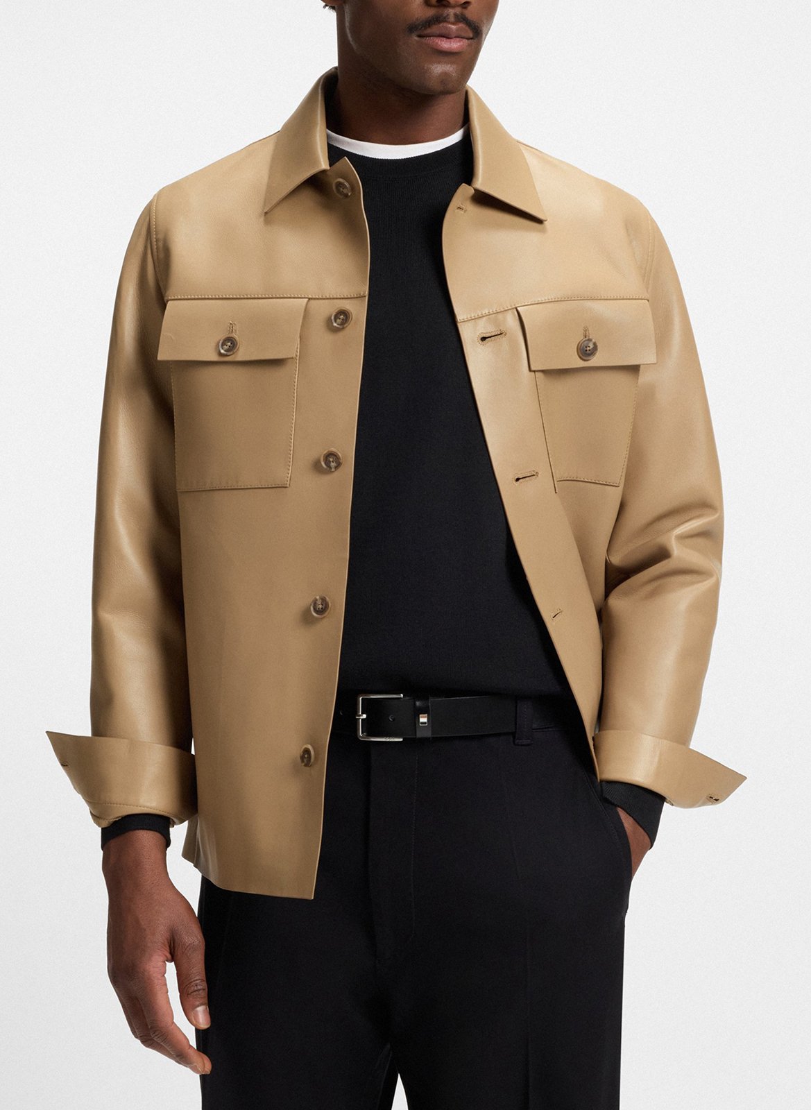 - Buckle closure. - Width: 3 cm.  BOSS Black