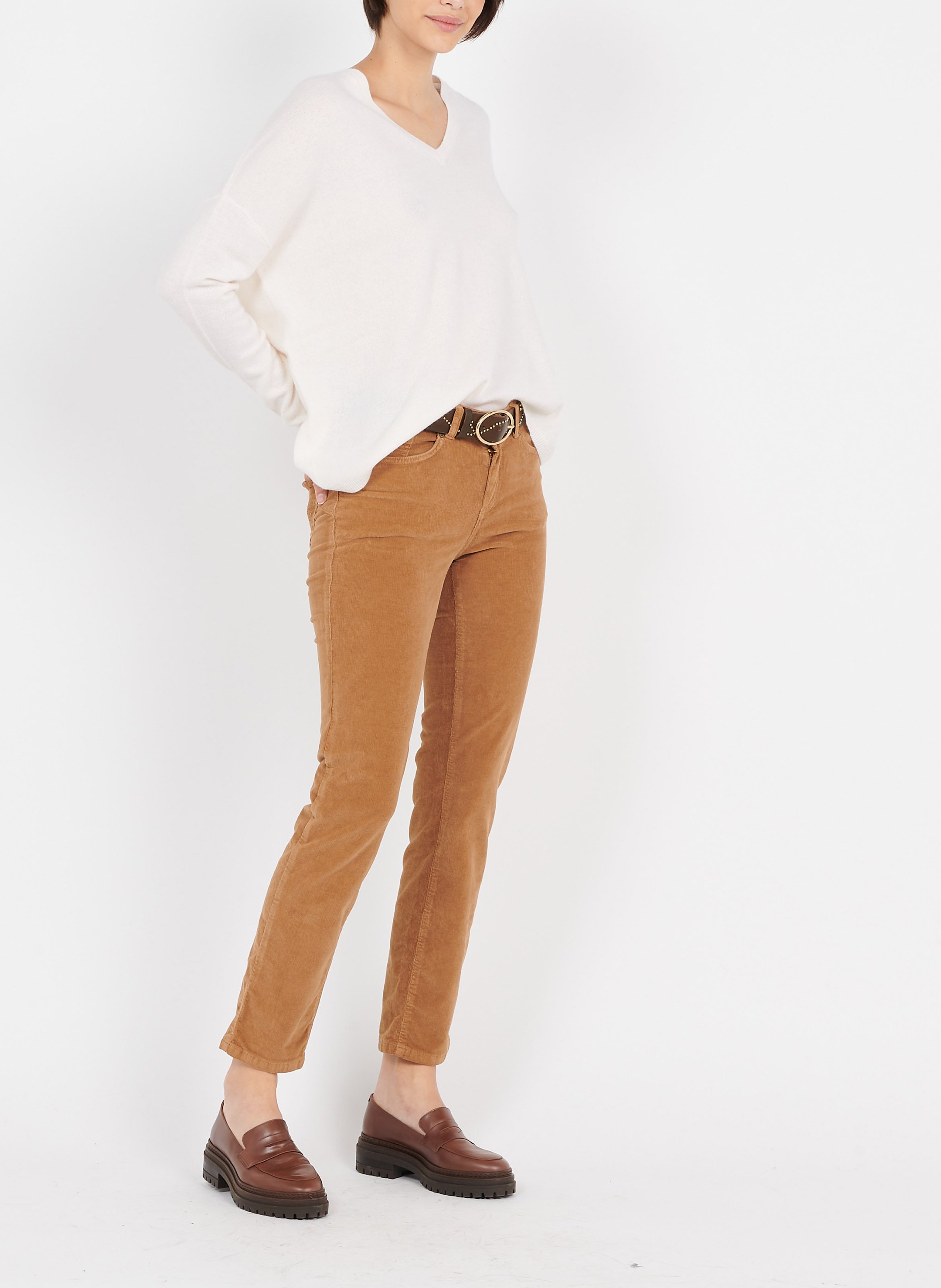 Pull col v en cachemire  SUD EXPRESS Blanc