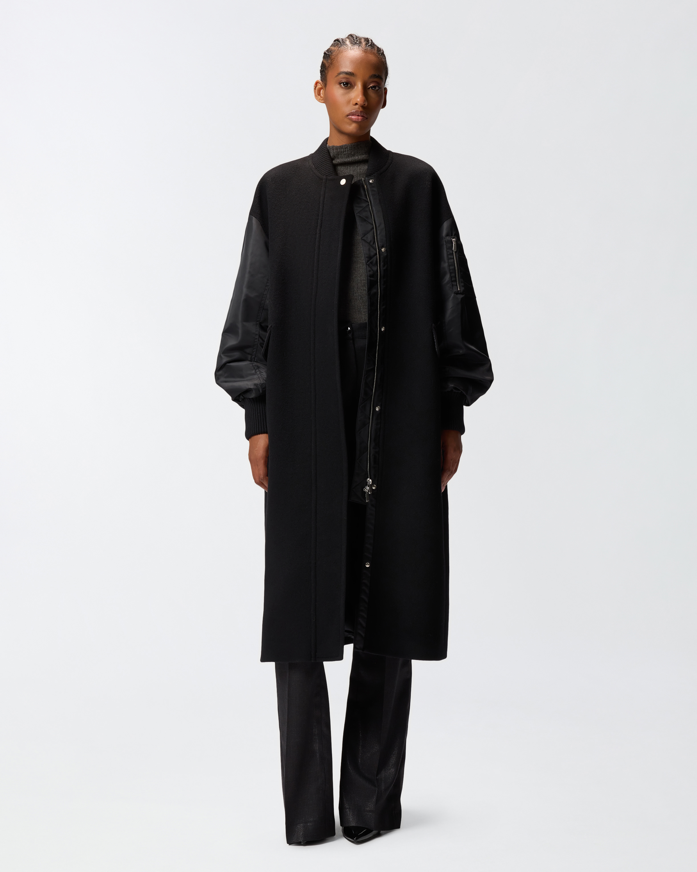 Long coat in wool and technical satin PINKO Black