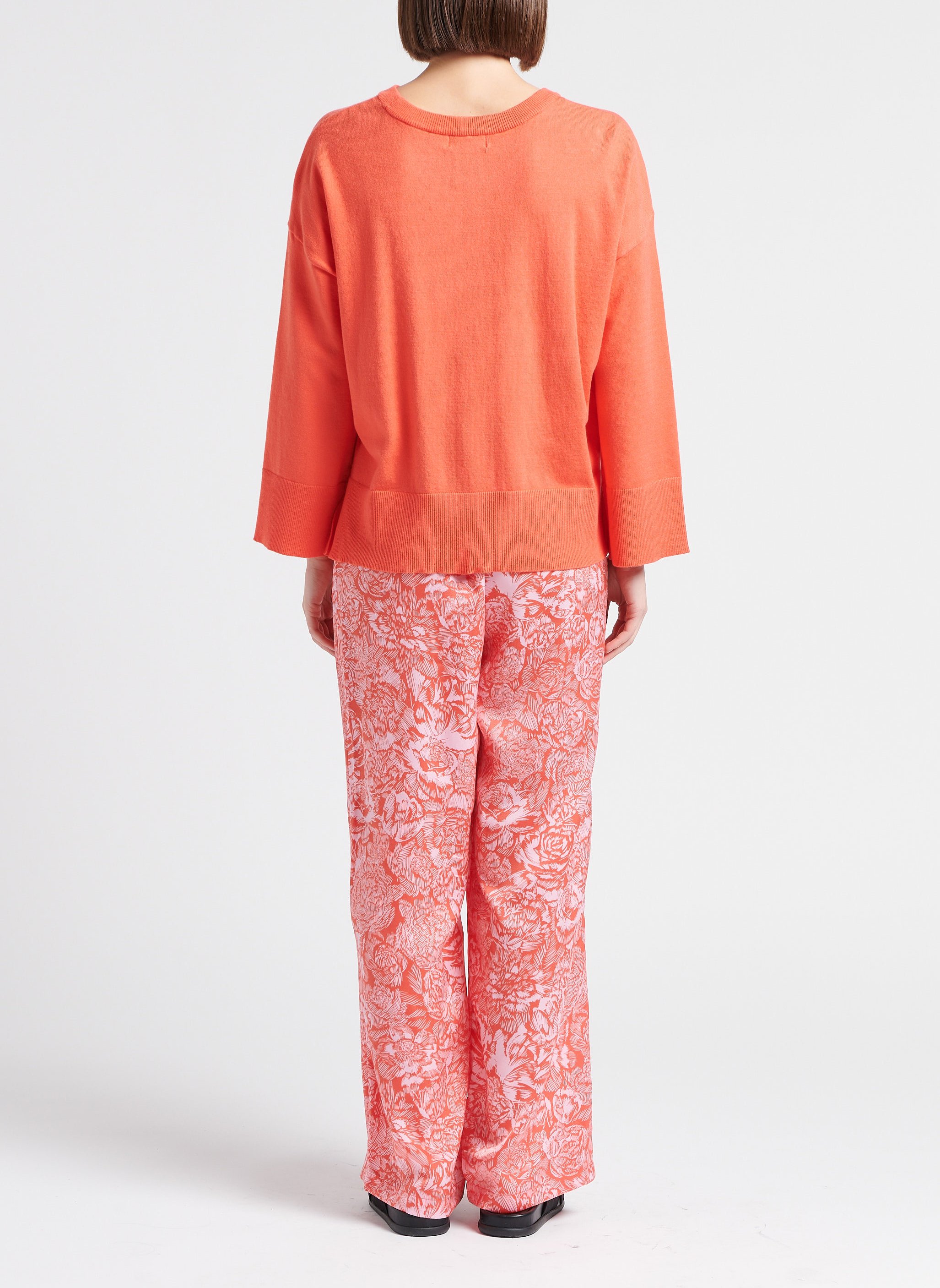 Wijde broek met hoge taille en print MOSS COPENHAGEN Roze