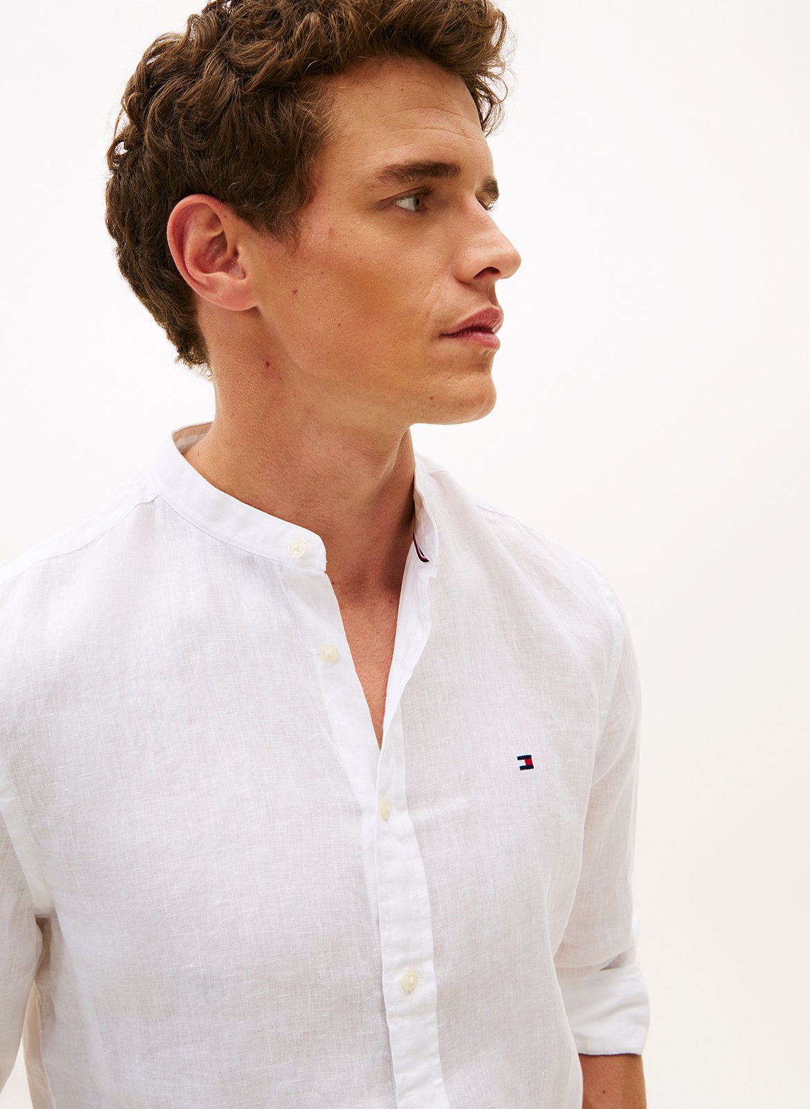 Rechte, linnen blouse met ronde hals TOMMY HILFIGER Wit