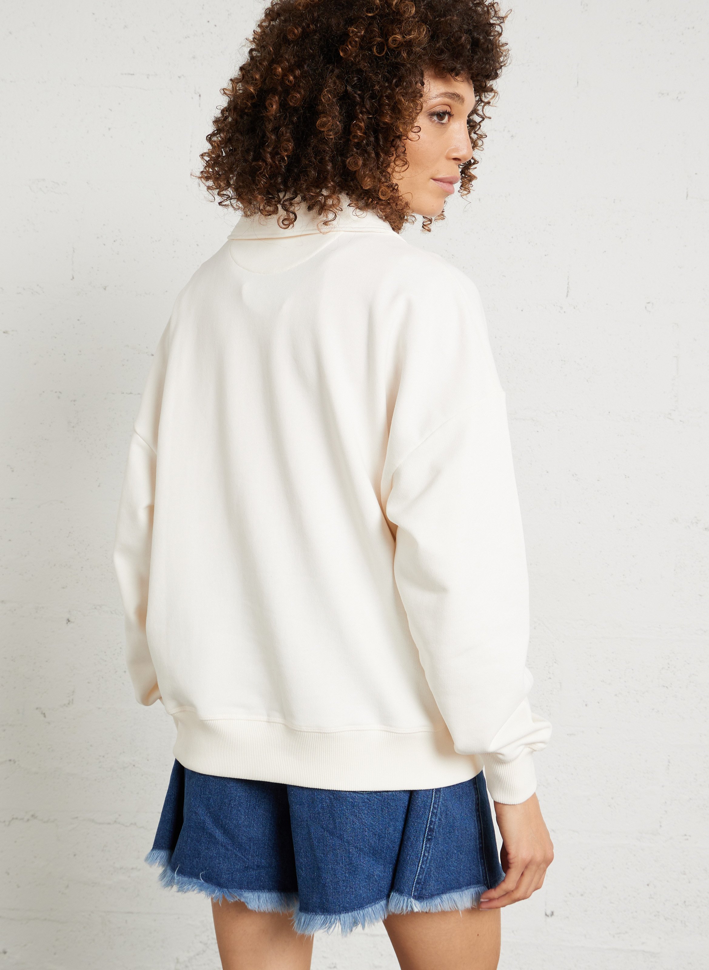 Sweat oversize col classique en coton THE NEW SOCIETY Beige