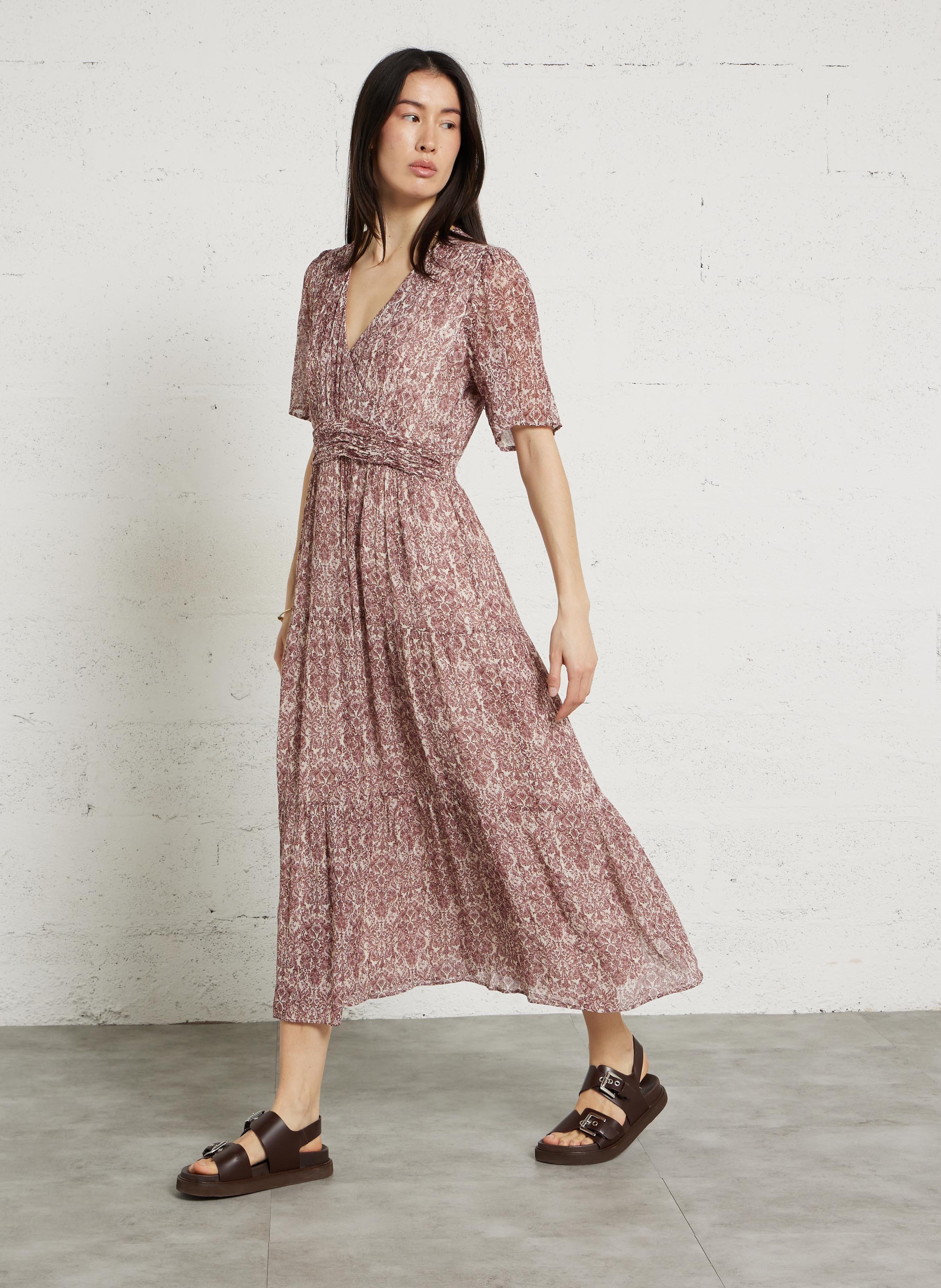 Robe cache-cœur évasée imprimée MAISON 123 Violet