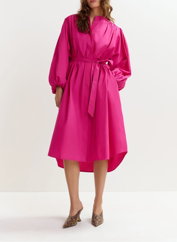 Loose fit midi dress with round neckline and belted waist. Pink Essentiel antwerp - Women | Place des Tendances Loose fit midi dress with round neckline and belted waist. Pink Essentiel antwerp - Women | Place des Tendances