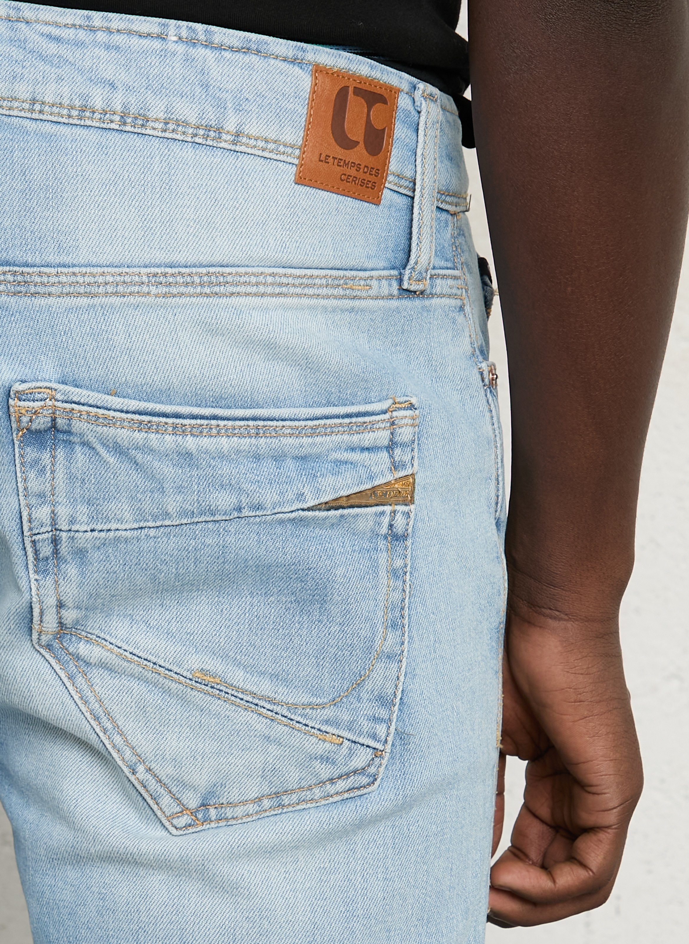 Jean droit en coton mélangé LE TEMPS DES CERISES Bleu