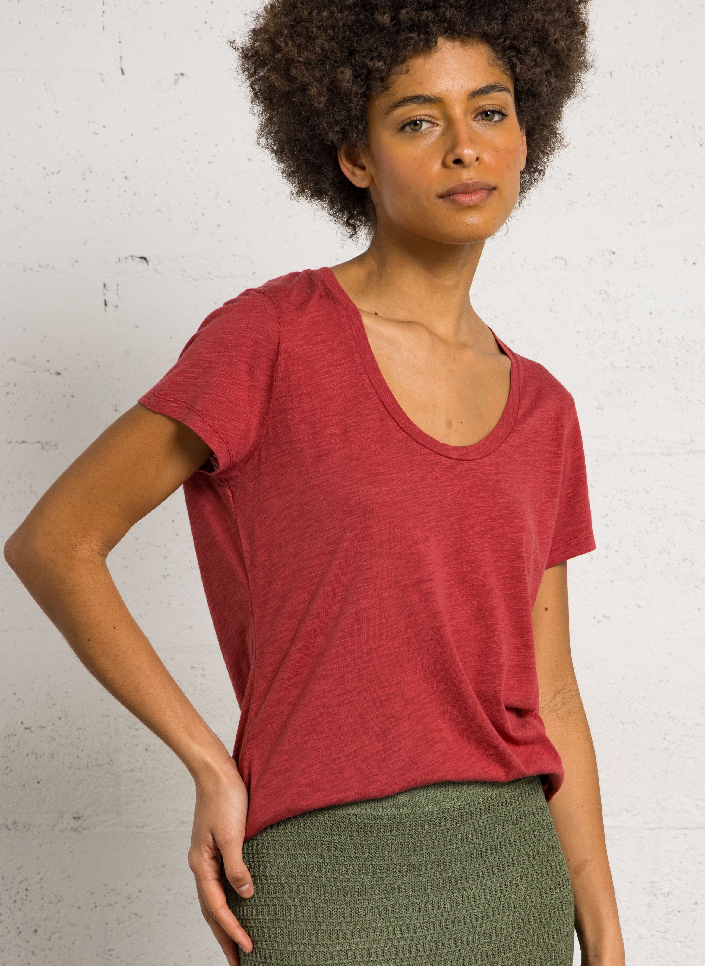 Tee-shirt col rond en coton mélangé AMERICAN VINTAGE