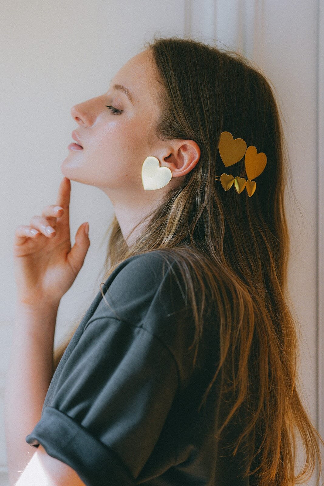 Maxi gold-plated heart barrette MONSIEUR SIMONE Golden