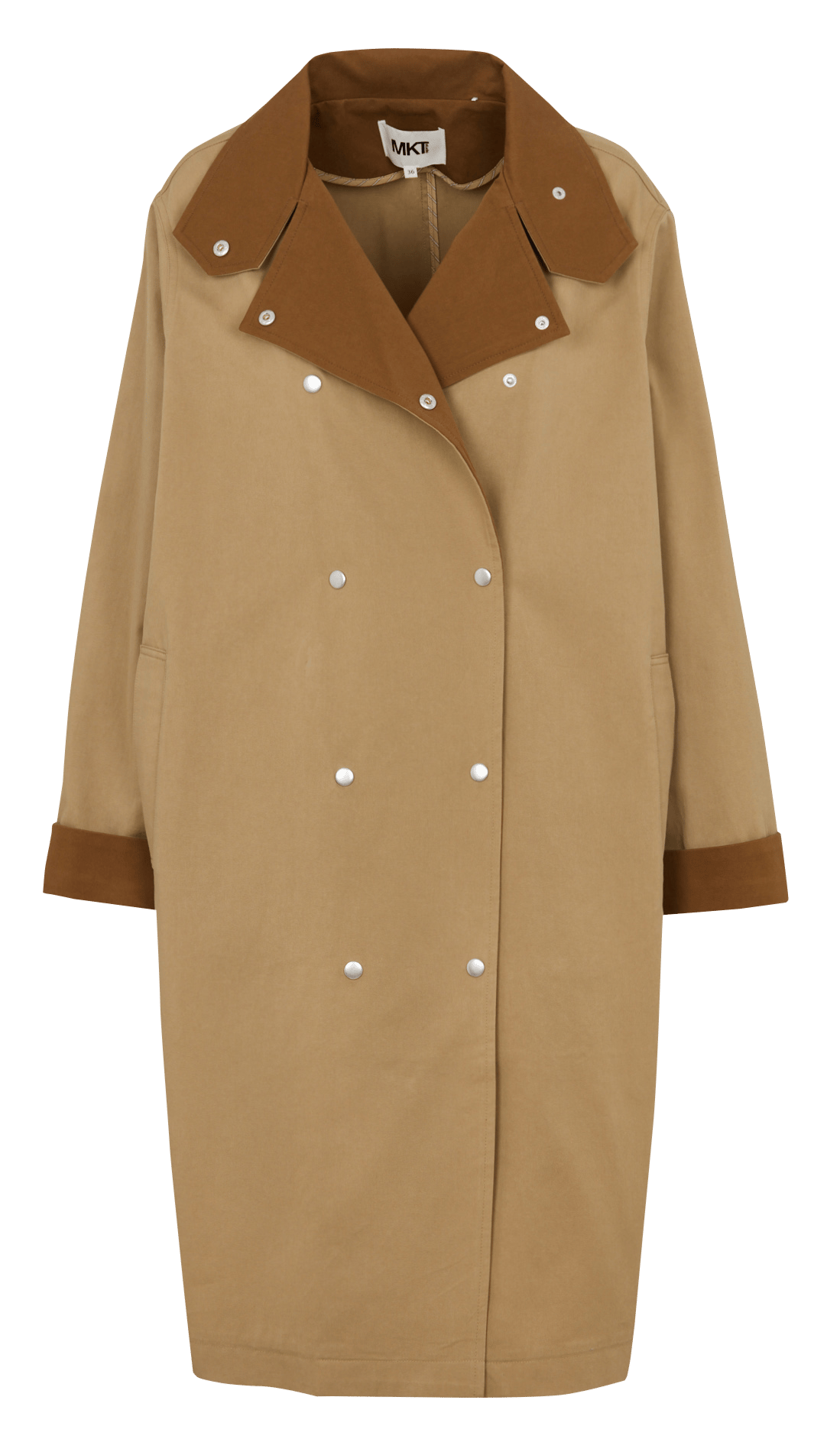 Wijde effen knoopmantel MKT Beige