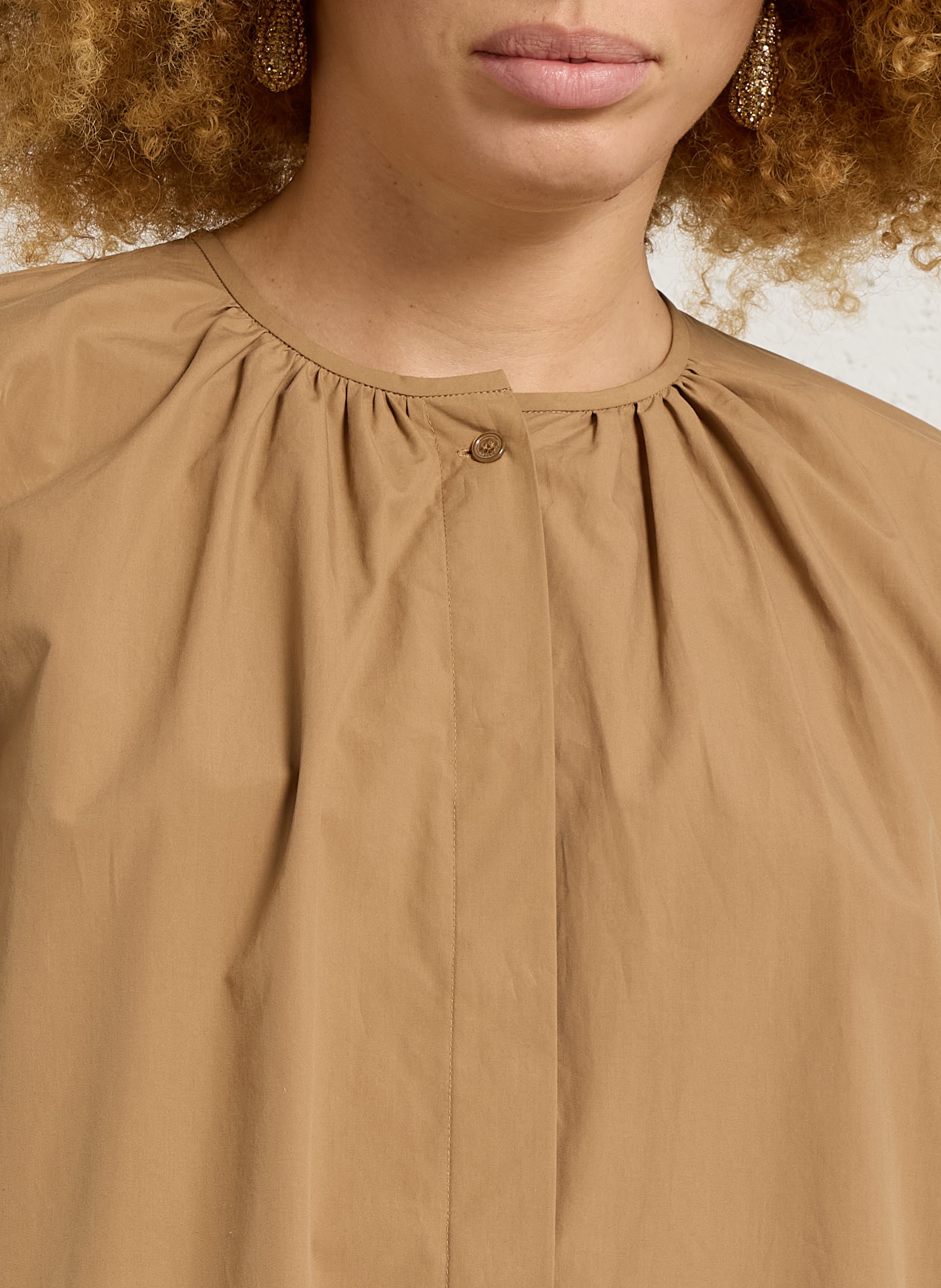 Chemise oversize col rond en coton MAX MARA WEEK END Marron