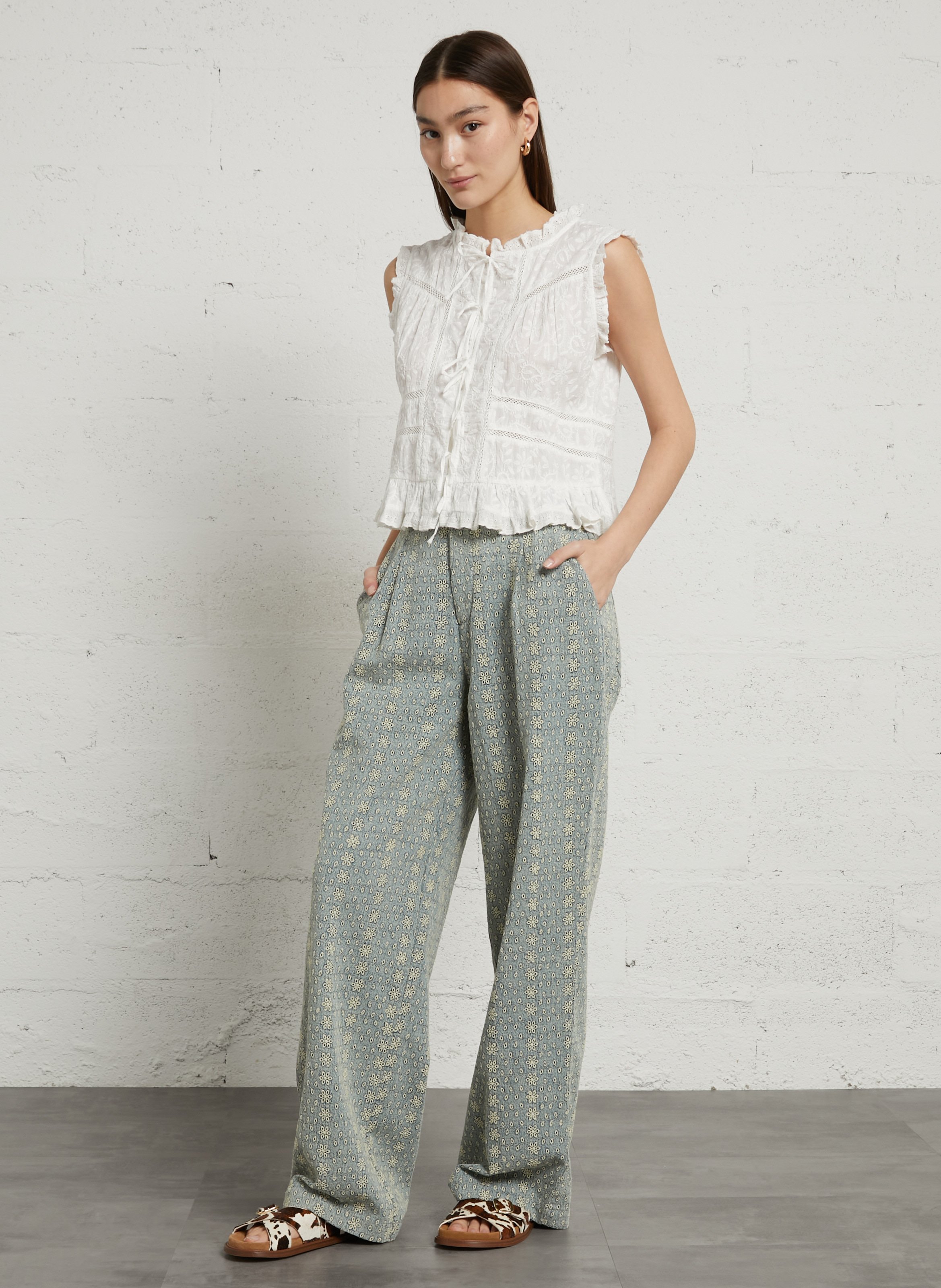 Flat sandals in printed pony leather MAISON TOUFET Multicolored