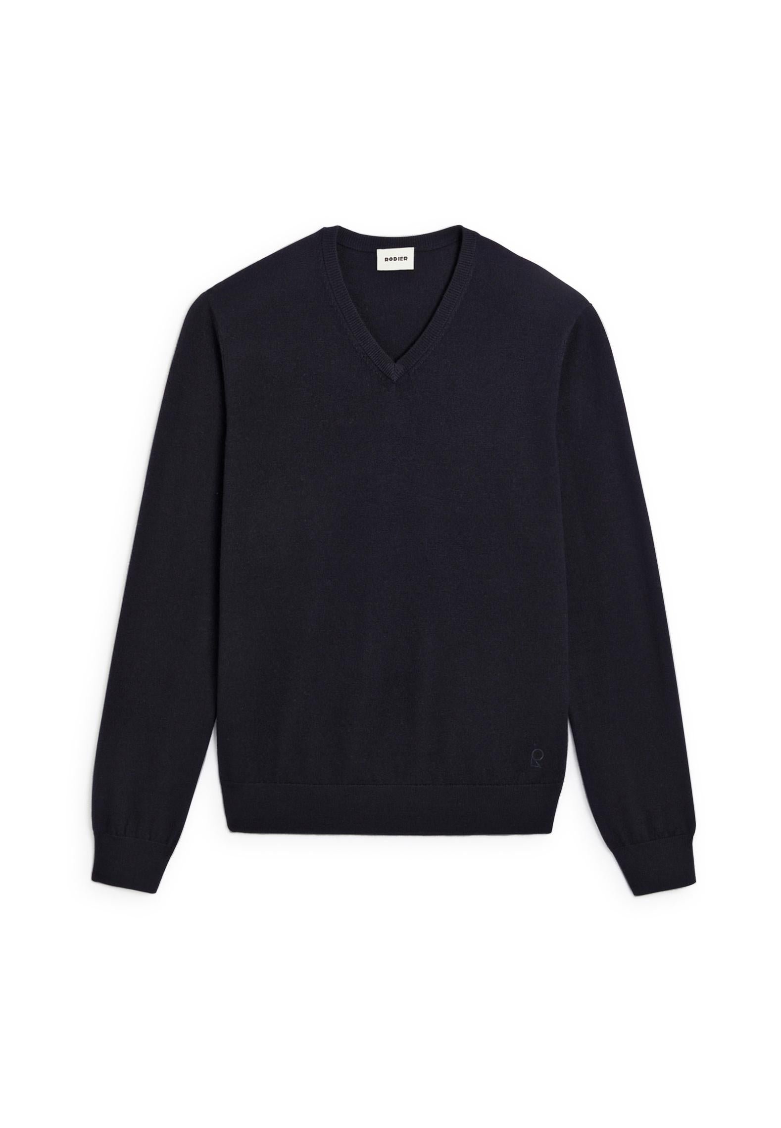 Pull col v en laine mérinos RODIER Bleu