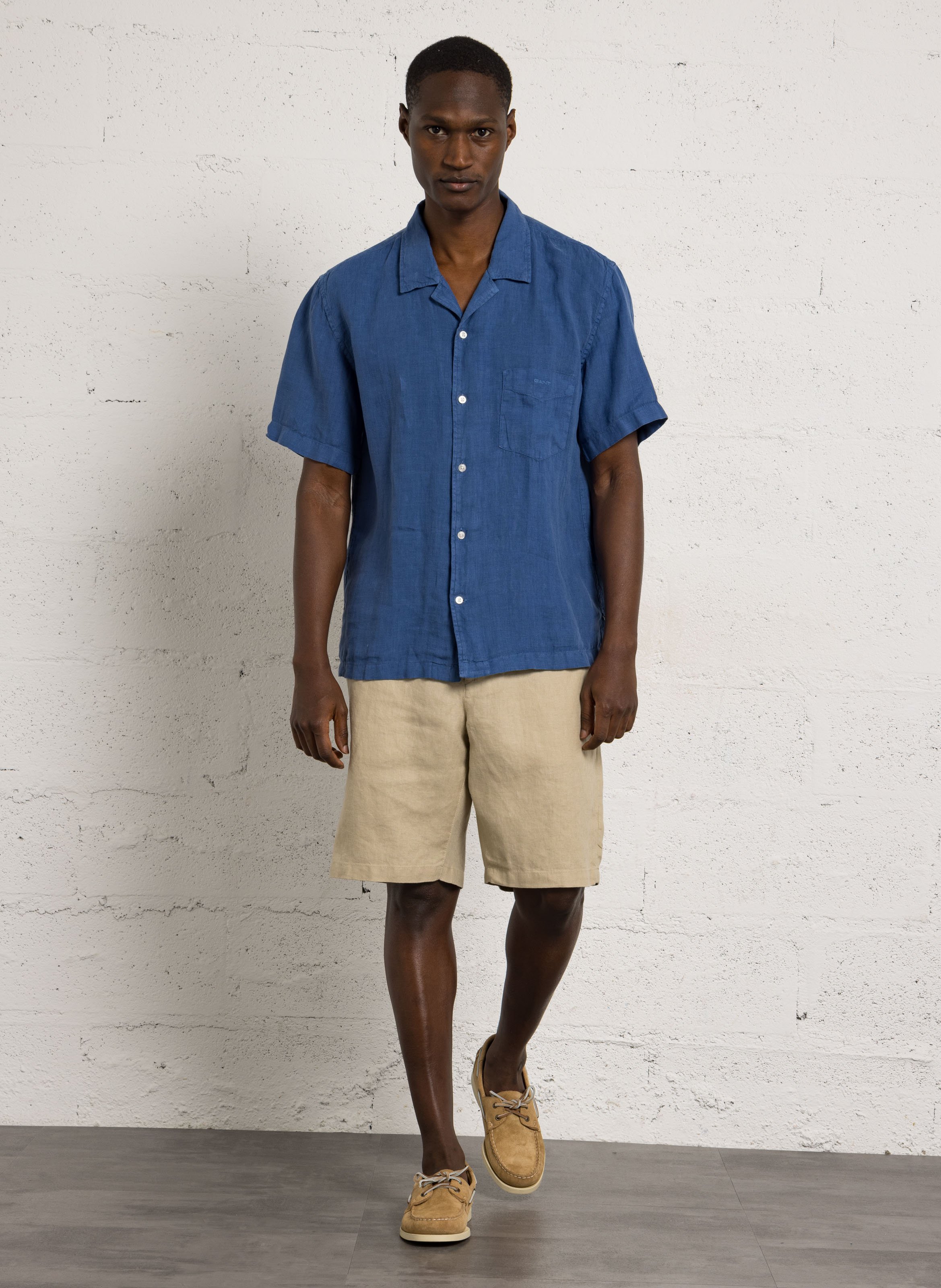 Chemise col classique en lin GANT Bleu