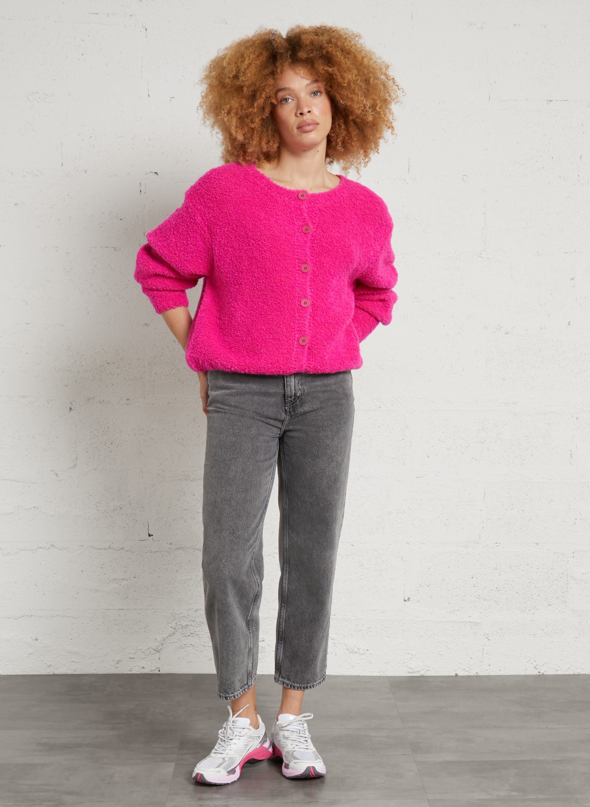 Oversized wool-blend cardigan AMERICAN VINTAGE Pink