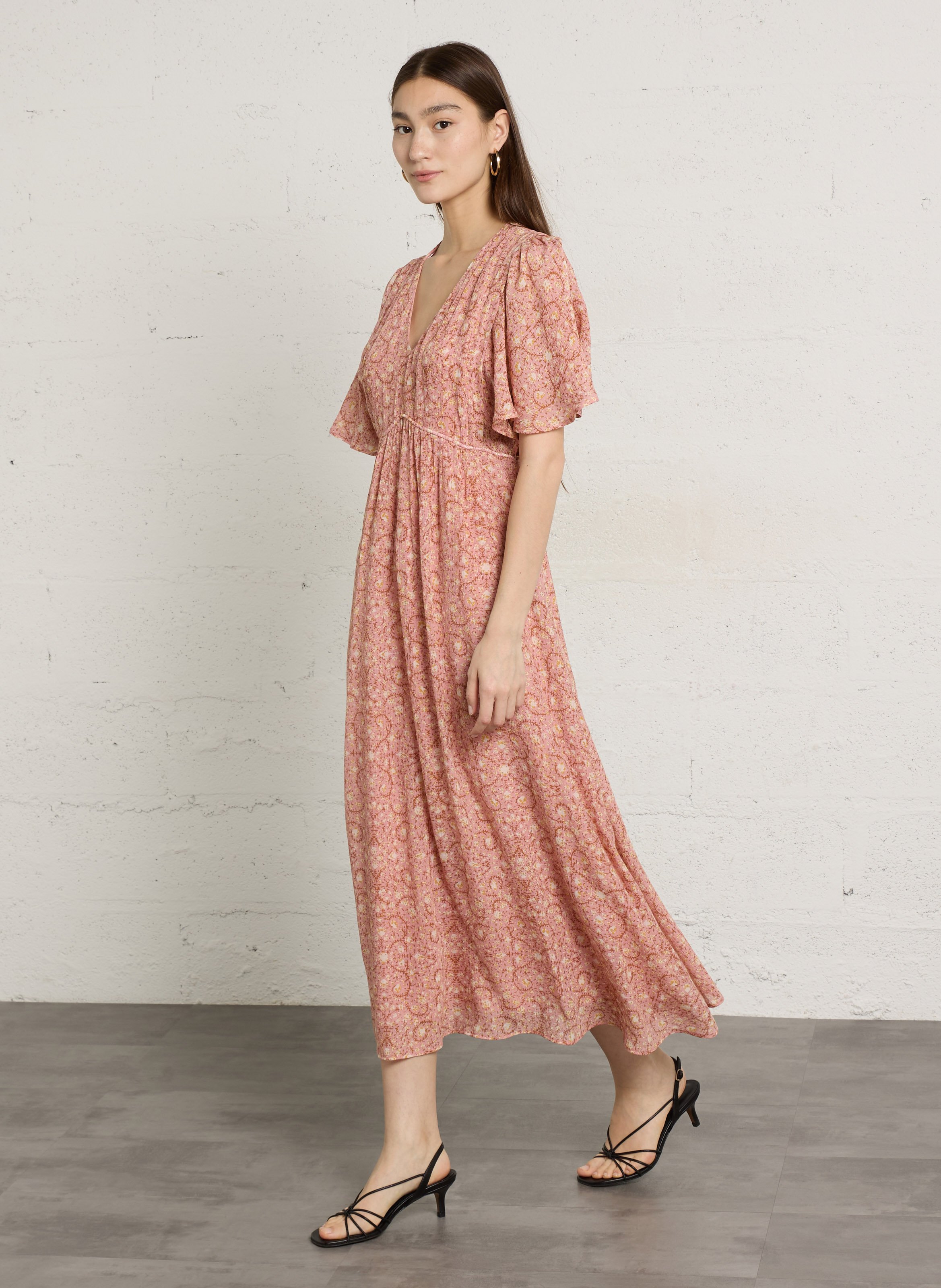 Robe longue col V  MAISON 123 Rose