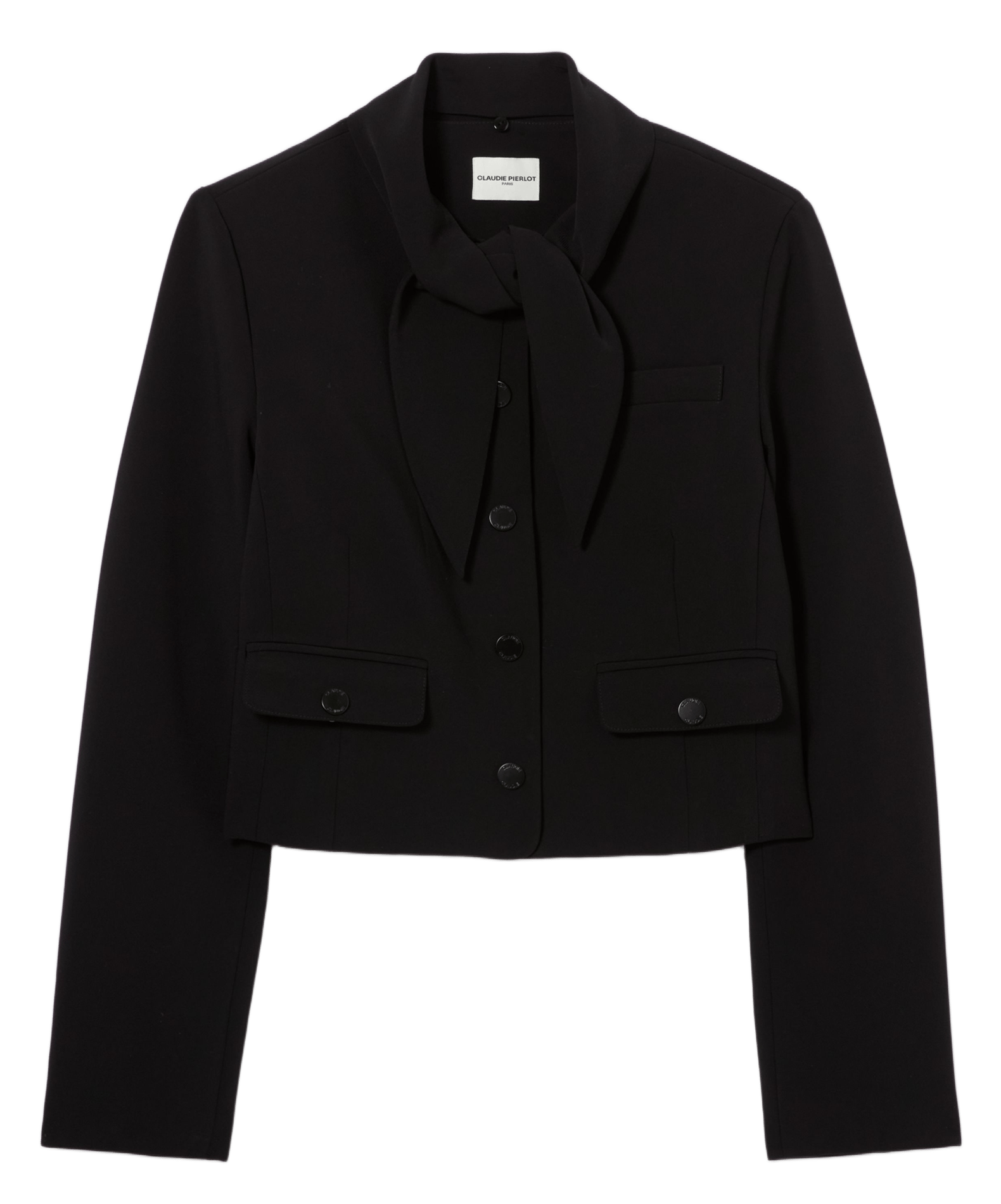 Gerade geschnittene Jacke mit Lavallière-Kragen CLAUDIE PIERLOT Schwarz