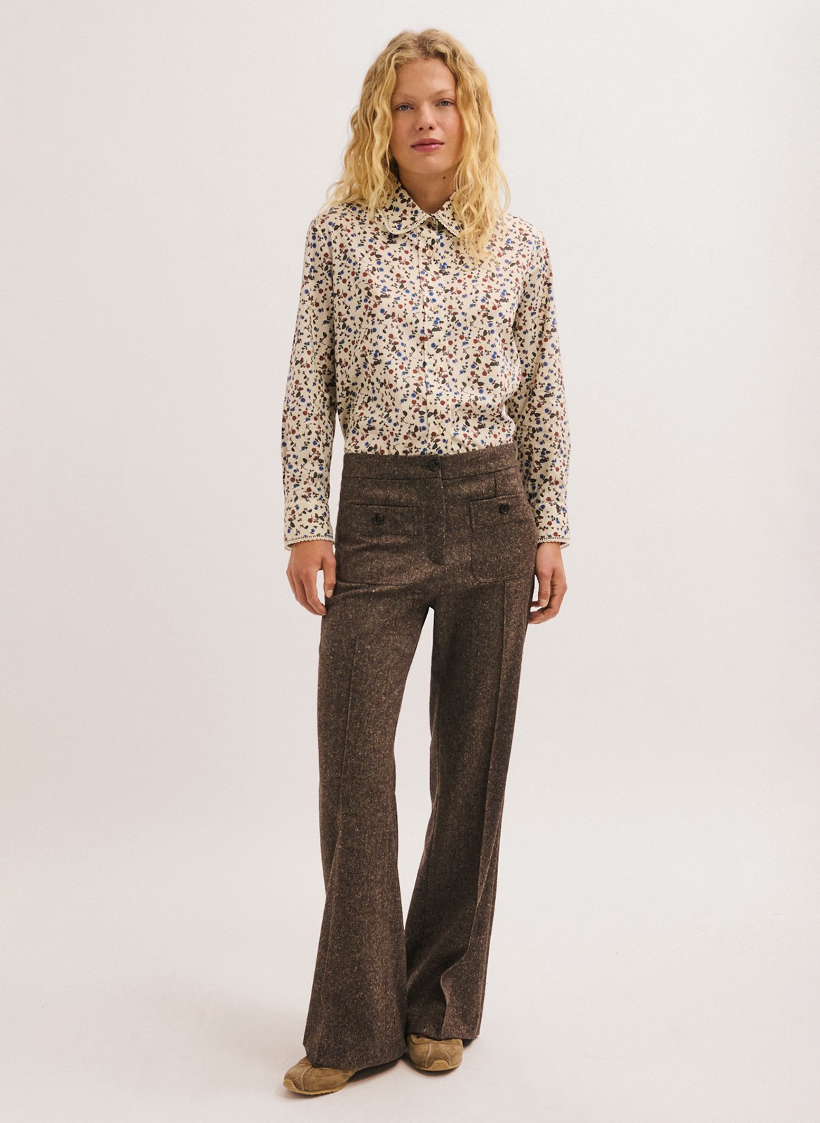 High-waisted flared pants PABLO Brown