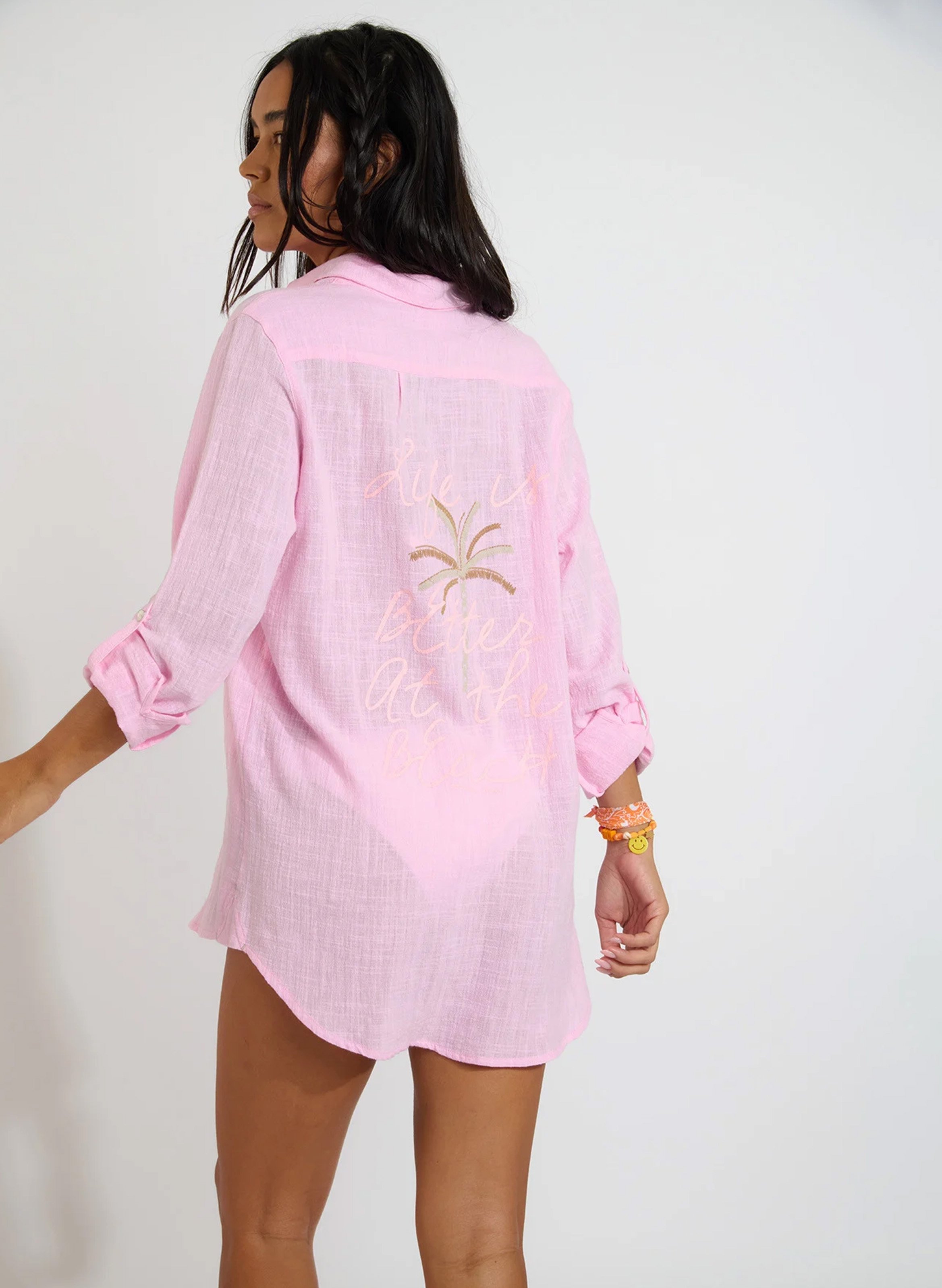 Cotton beach shirt BANANA MOON Pink