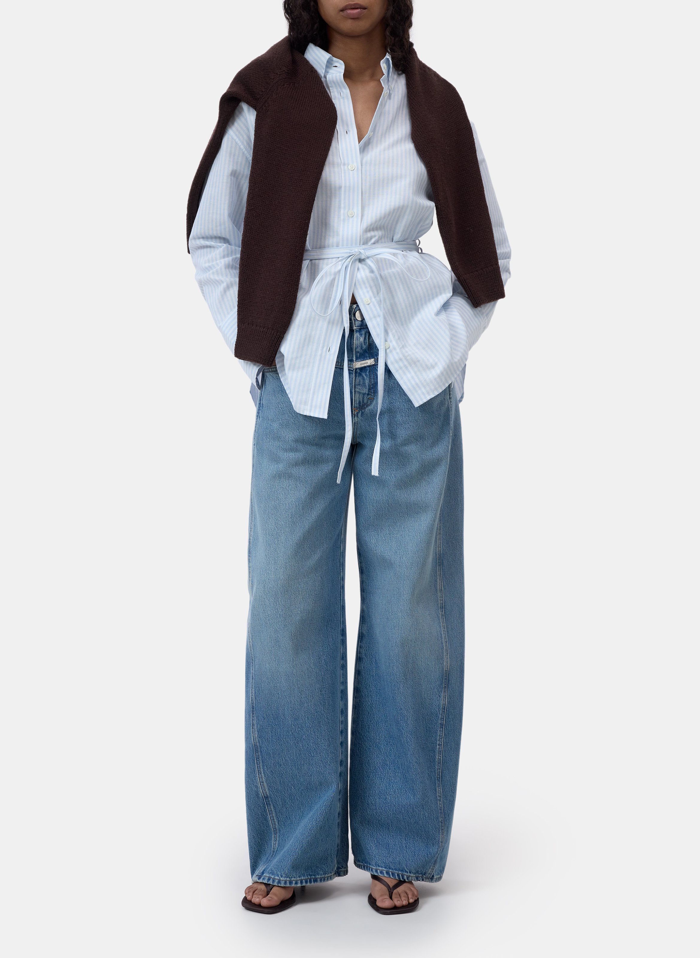 Belted striped shirt CLOSED Blue