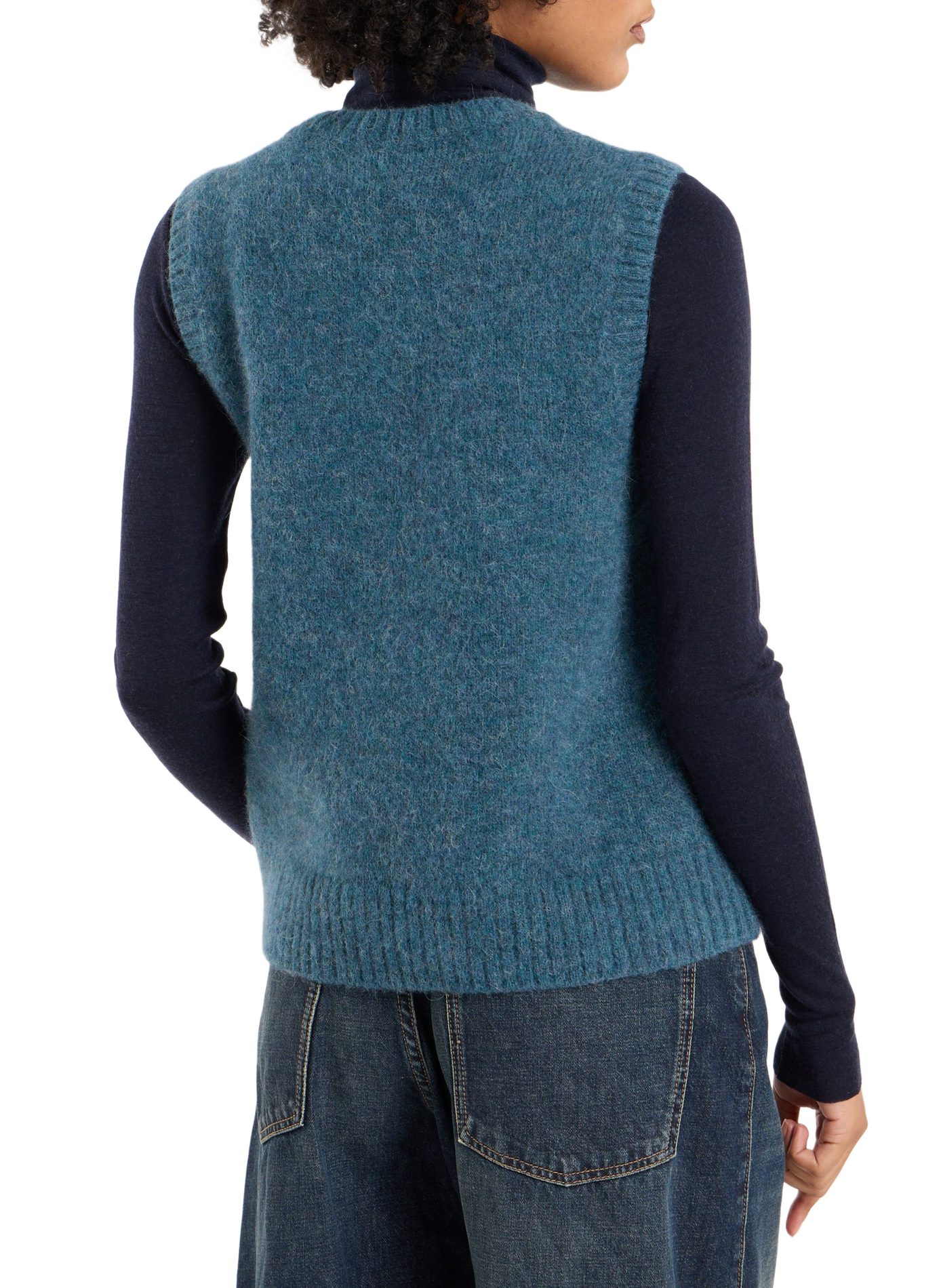 Sleeveless alpaca blend knit sweater SAISON 1865 Blue