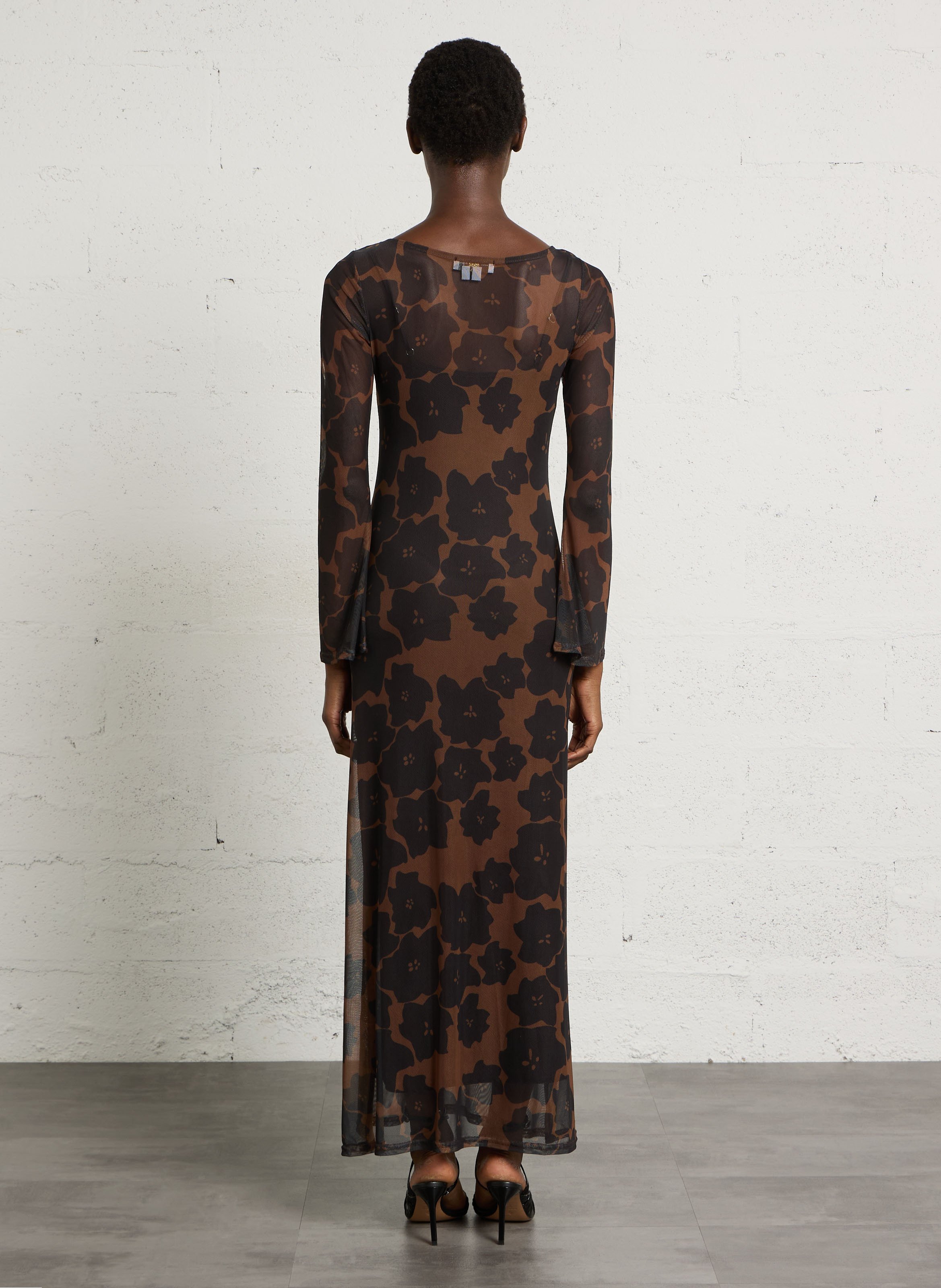 Robe longue moulante à imprimé NEVER FULLY DRESSED Marron