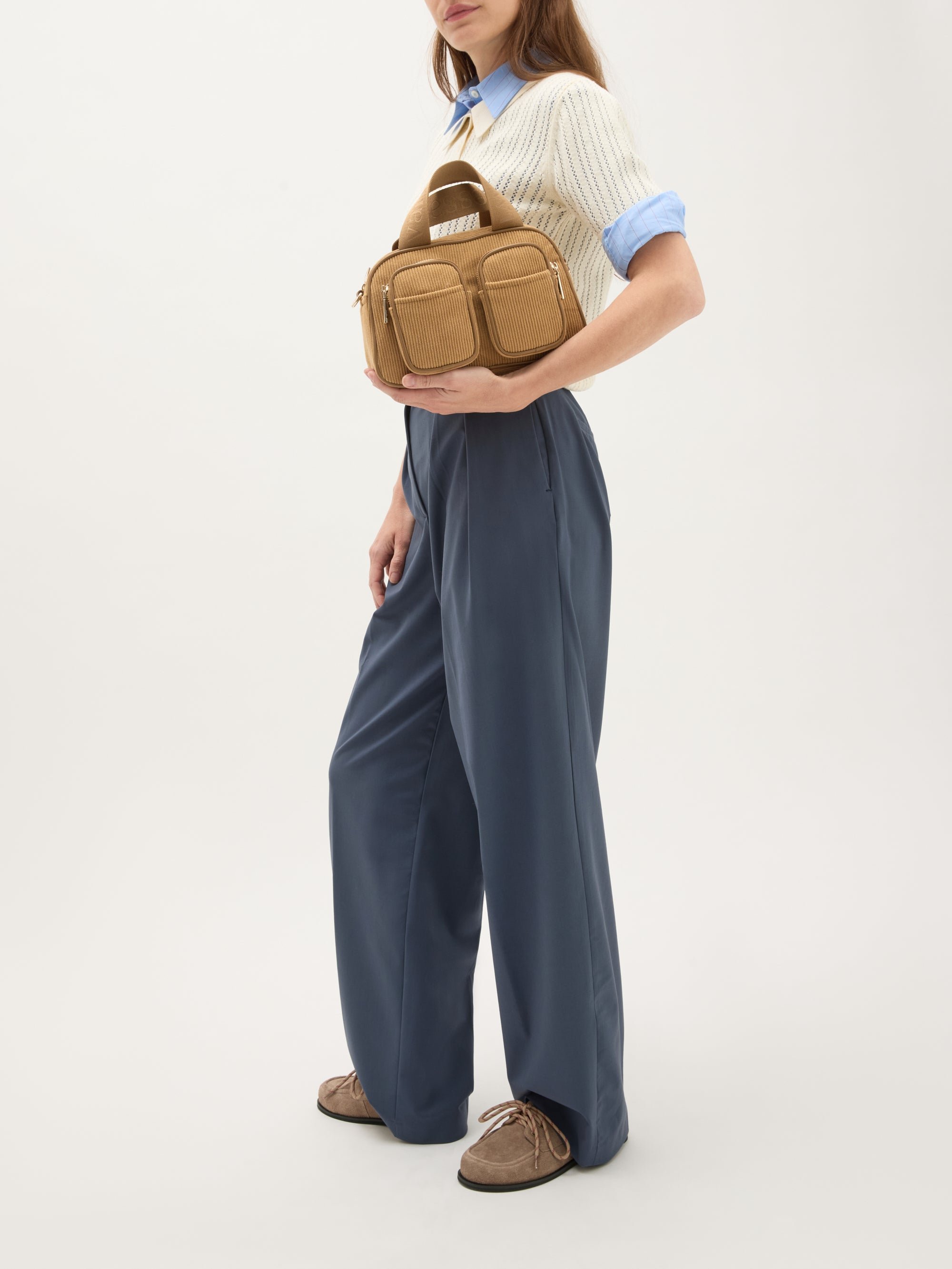 Mini bowling bag with shoulder strap VANESSA WU Beige