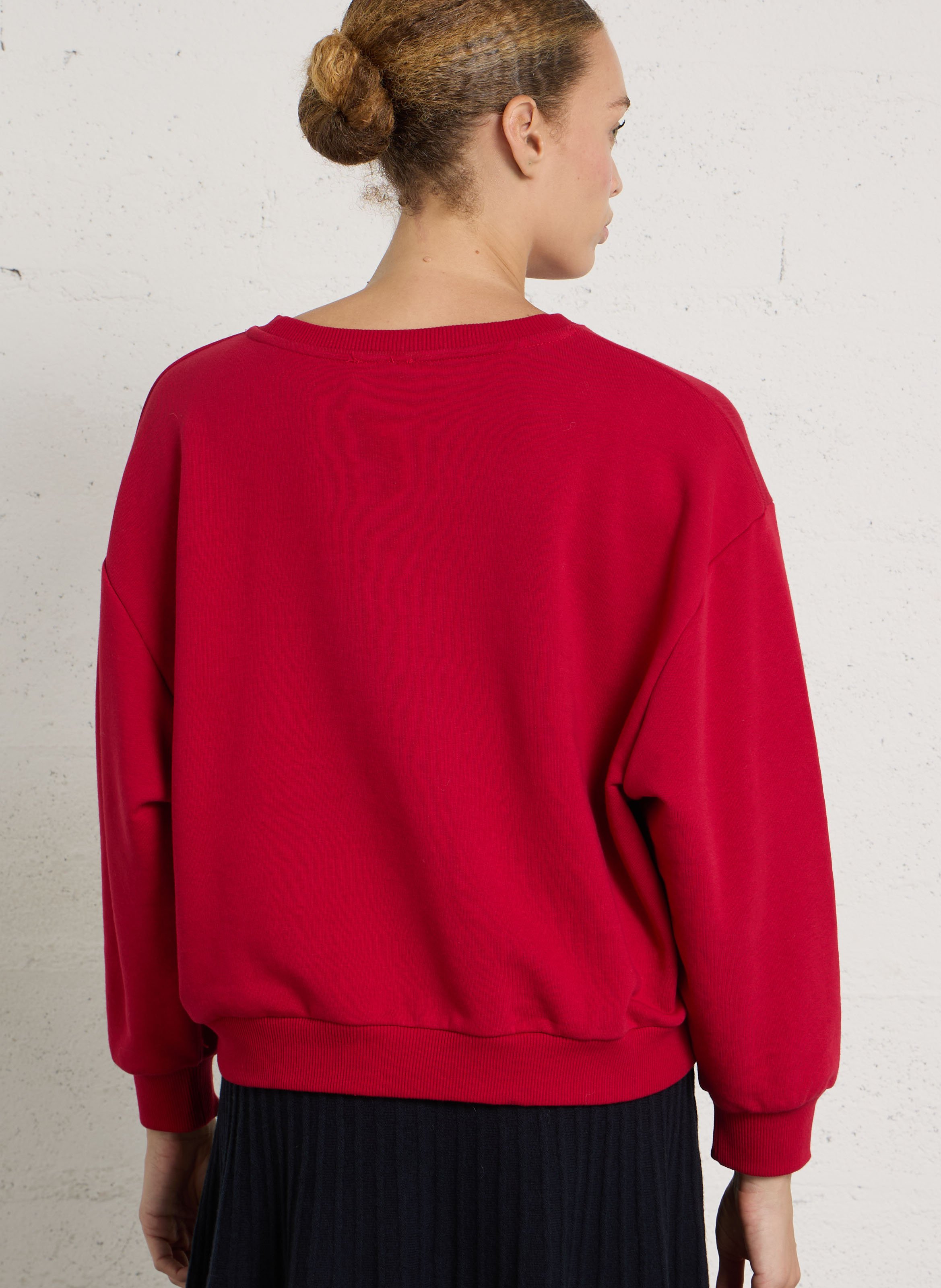 Straight sweatshirt with mixed cotton pattern MAISON 123 Red