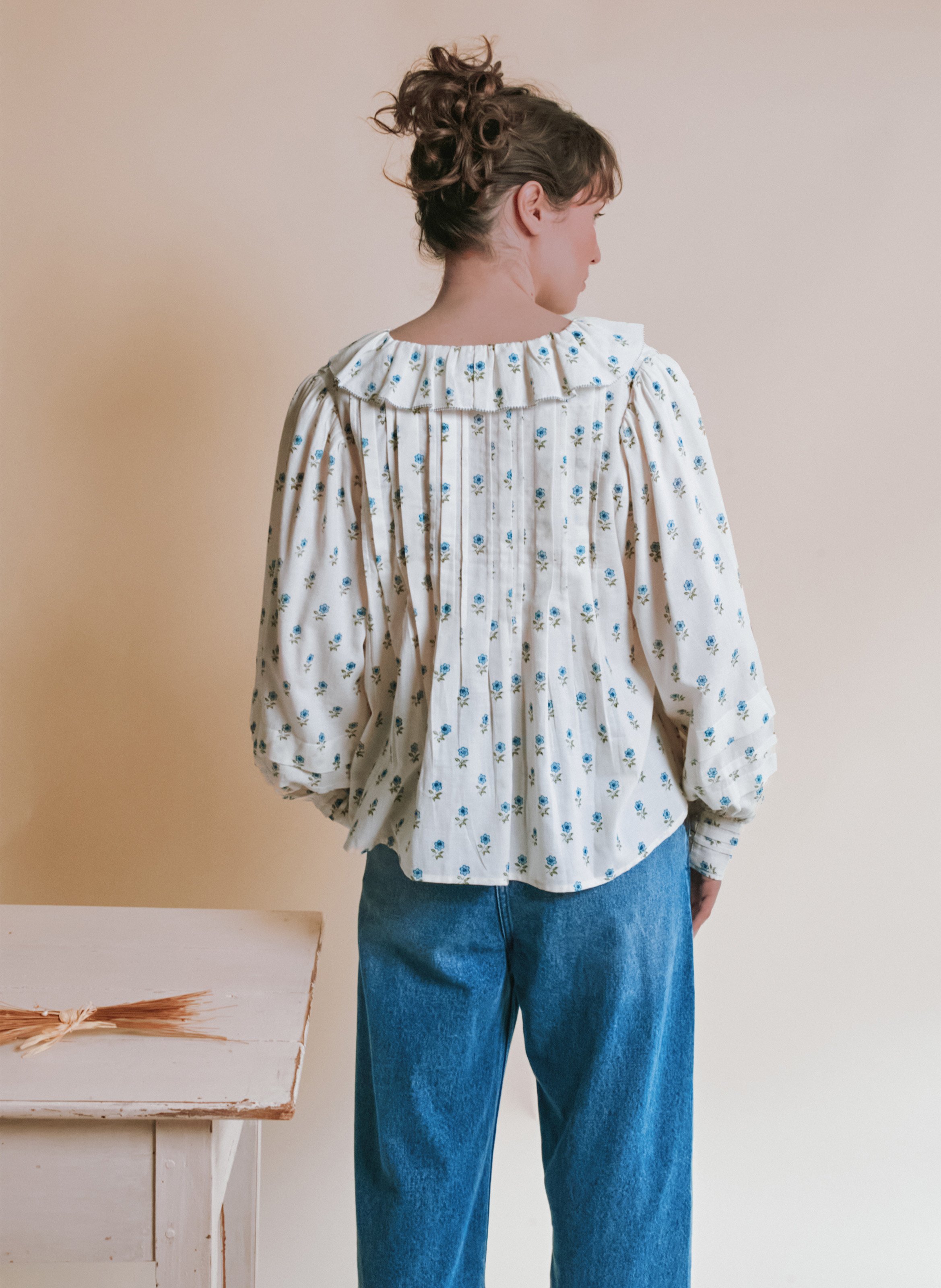 Bluse mit V-Ausschnitt aus Bio-Baumwolle EMILE ET IDA Weiss
