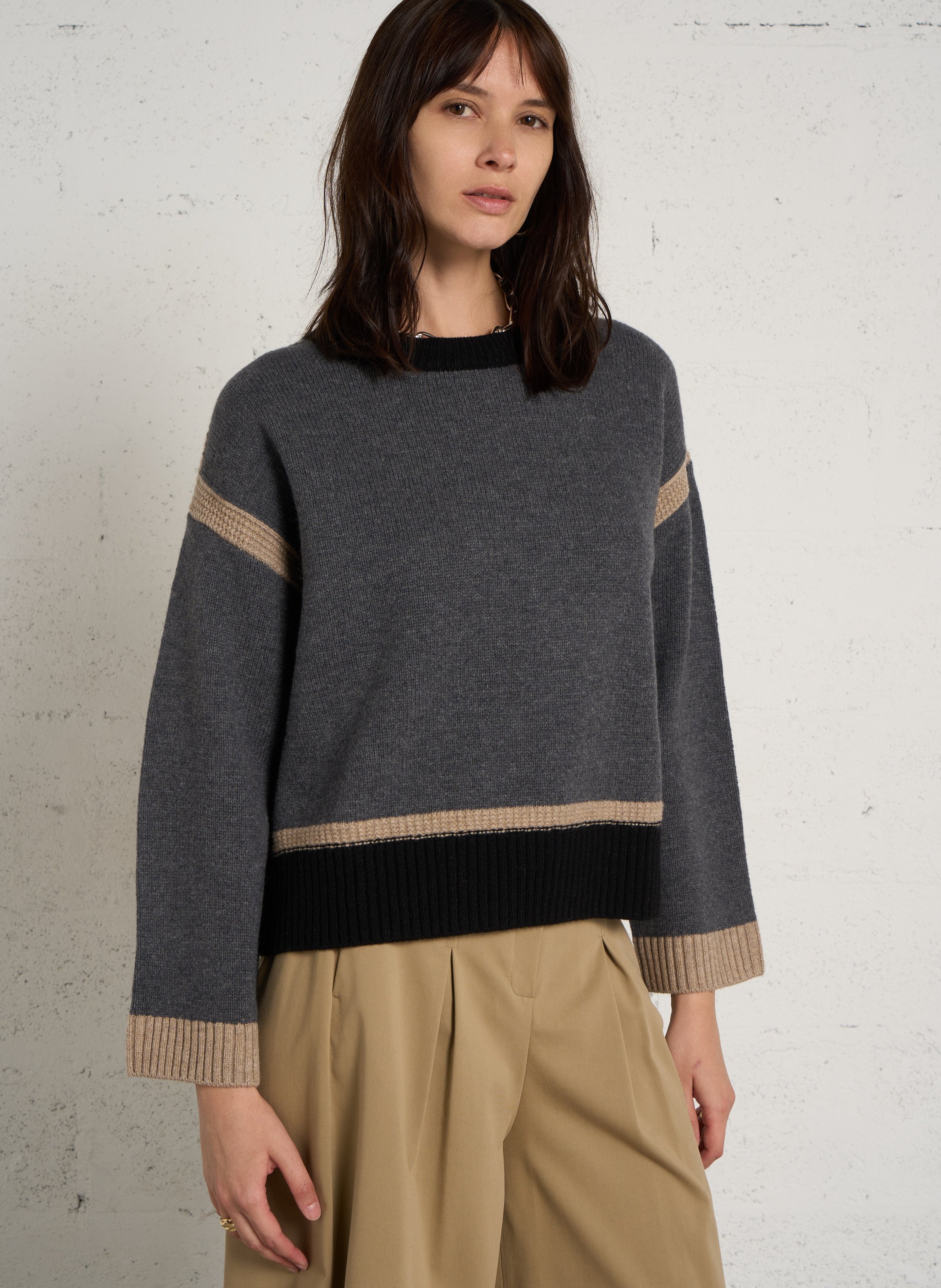 Pull ample en laine MAISON 123 Gris