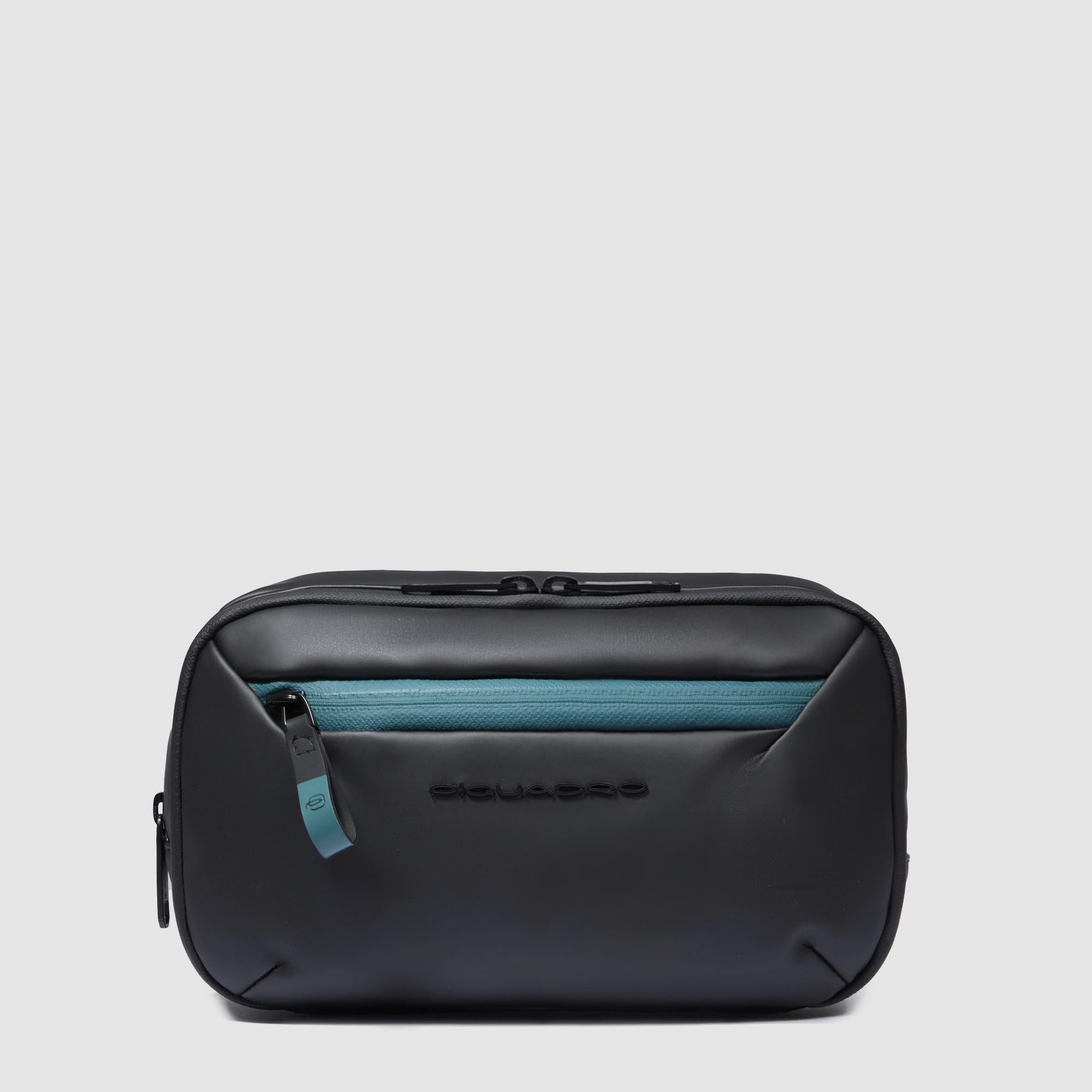 Water-repellent canvas toiletry bag with two compartments PIQUADRO Black