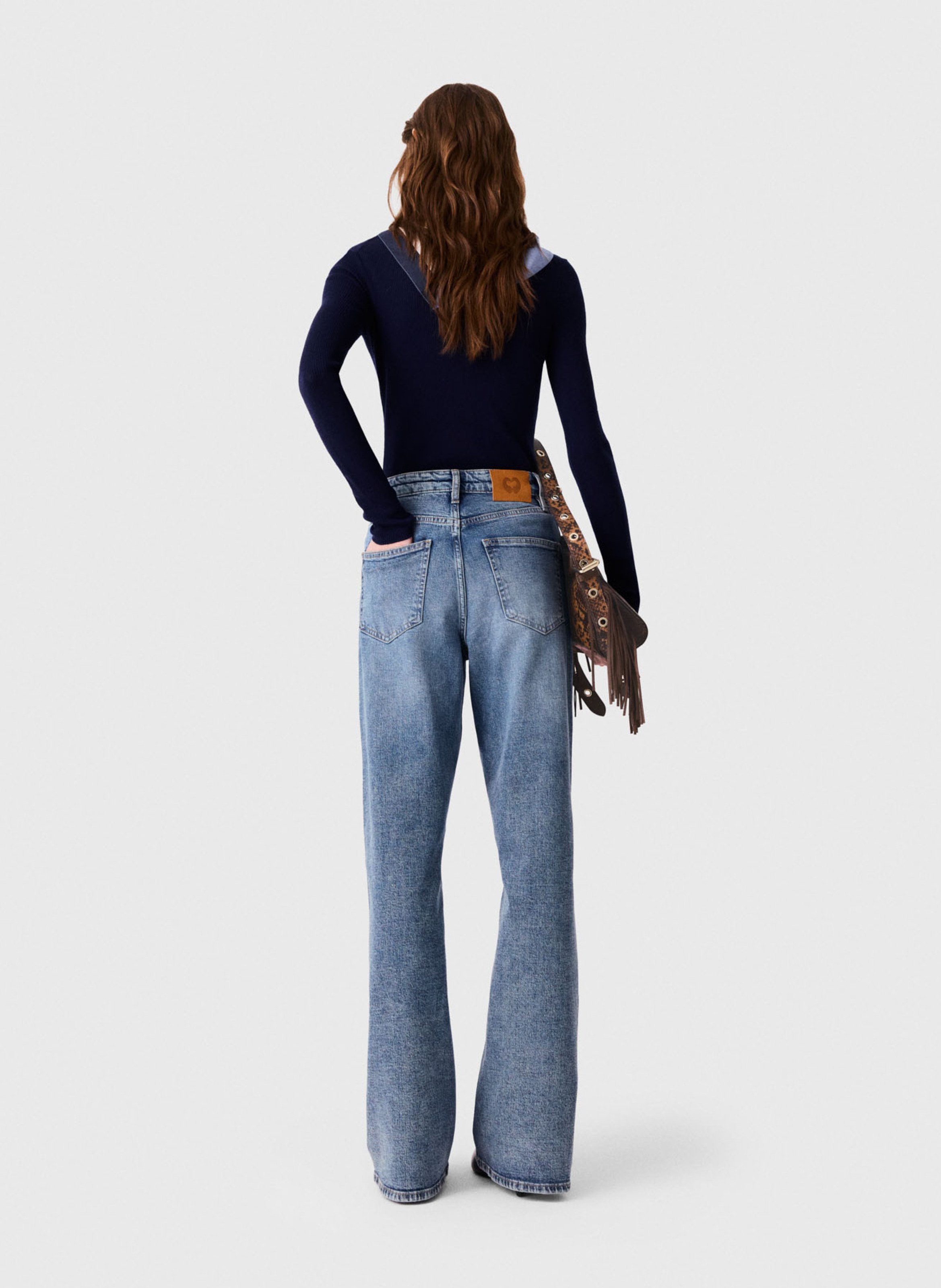 Jean droit en coton MAJE Bleu