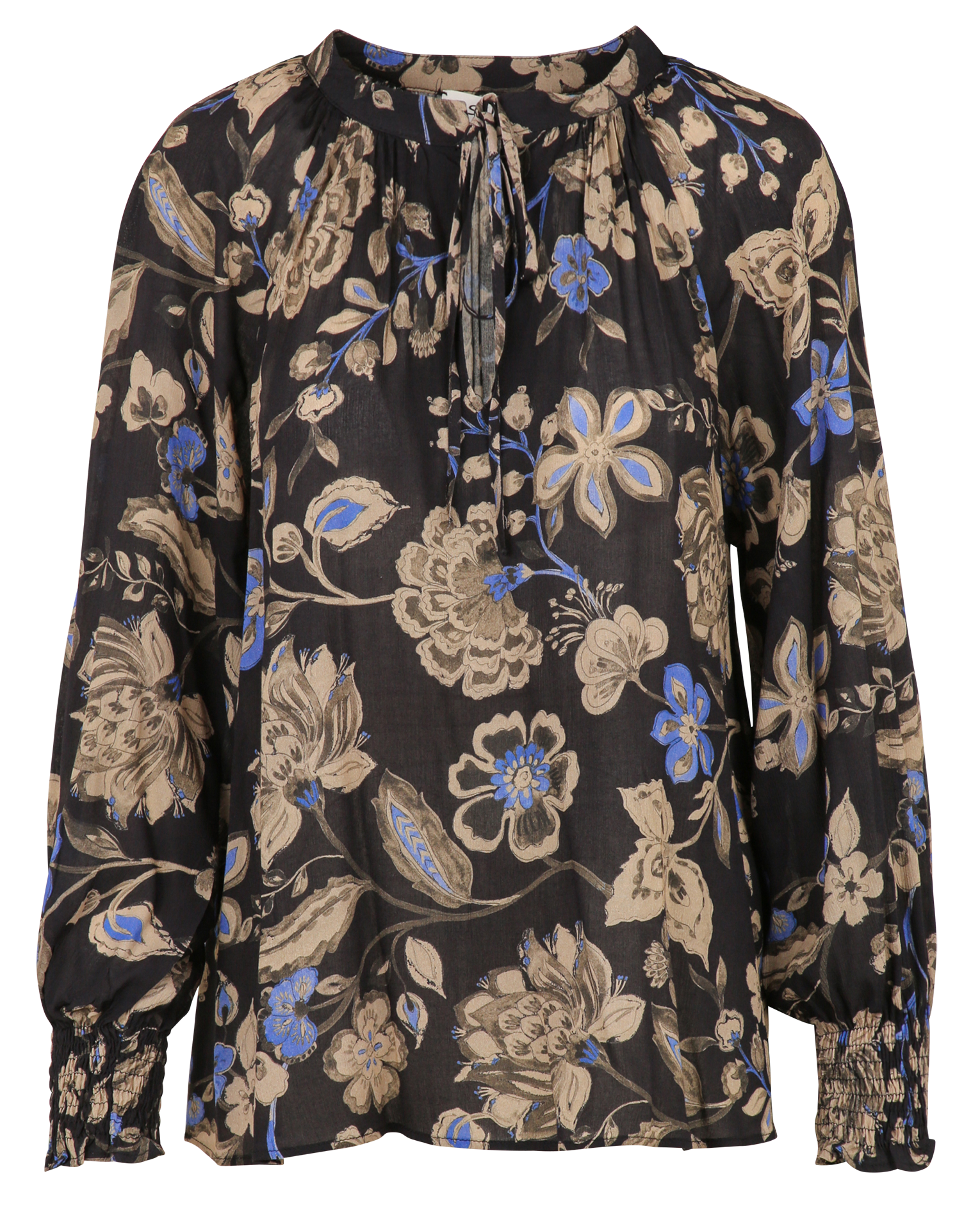 Straight round neck printed blouse SUD EXPRESS Black