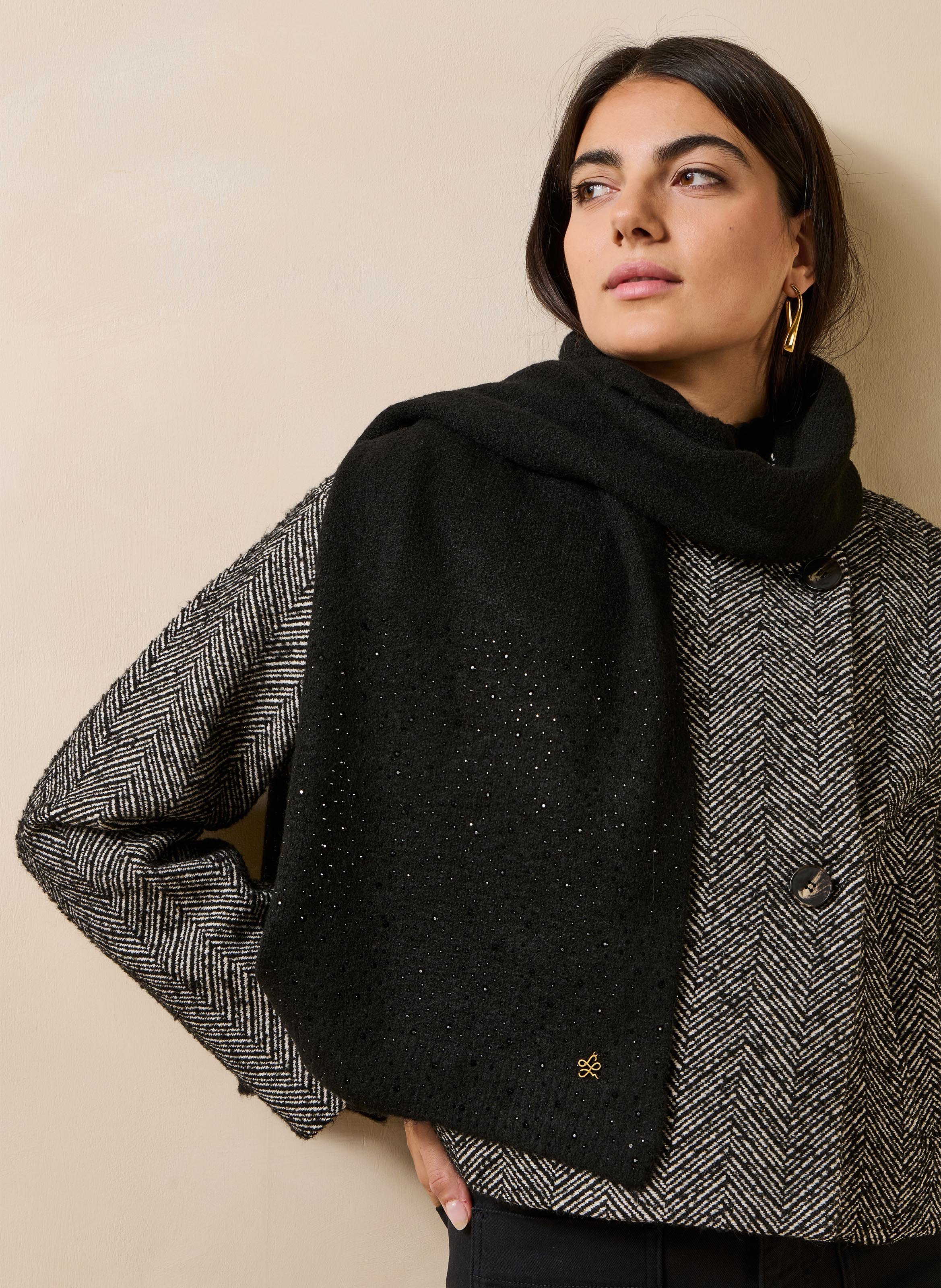 Echarpe avec strass LA FEE MARABOUTEE Noir
